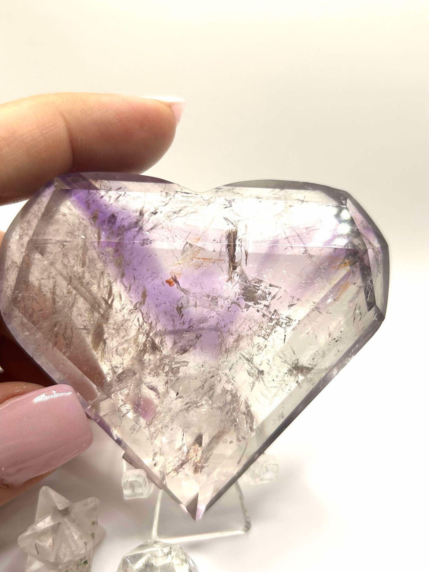 Amethyst Panthom Heart Crystal Crown Chakra Meditation Altar Room Decor Crystal Anniversary Gift February Birthday Crystal Best Friend Gift