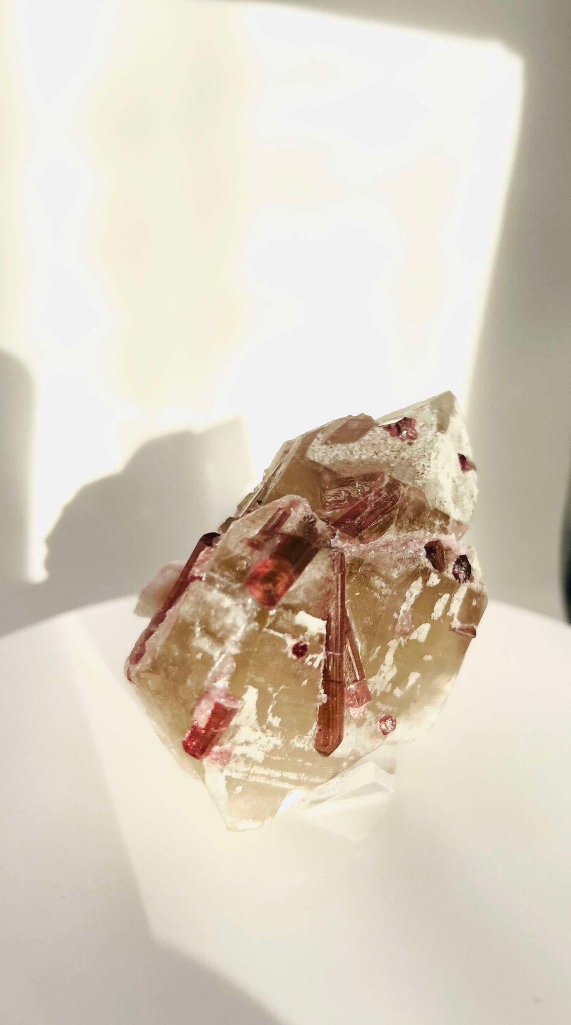 Citrine Pink Tourmaline Feng Shui Solar Plexus Heart Chakra Collector Piece October Crystal Breakup Gift Home decor New beginning New love