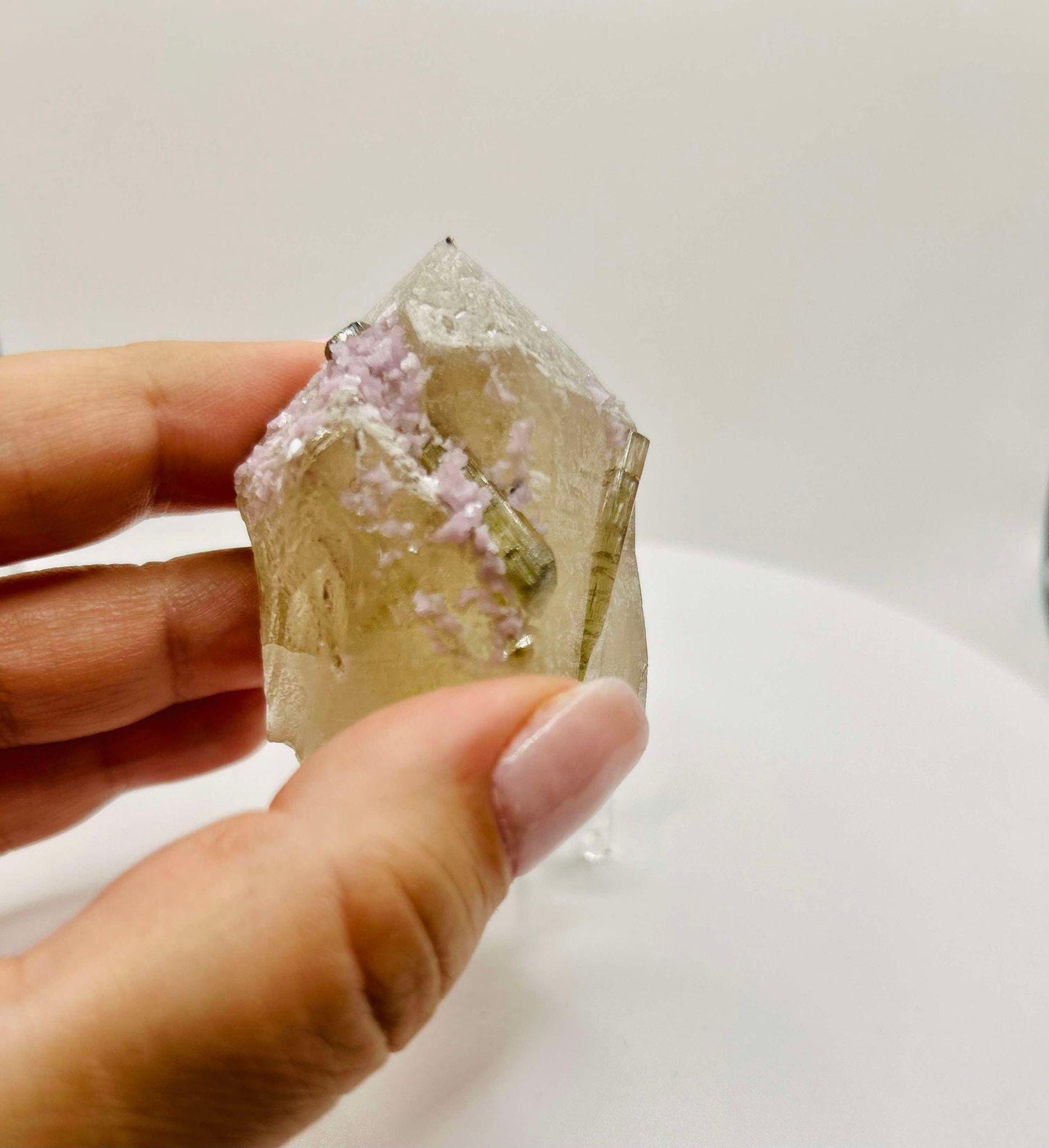 Citrine Green Tourmaline Feng Shui Solar Plexus Heart Chakra Collector Piece Gemini October Crystal New Business Gift Home Warming Decor
