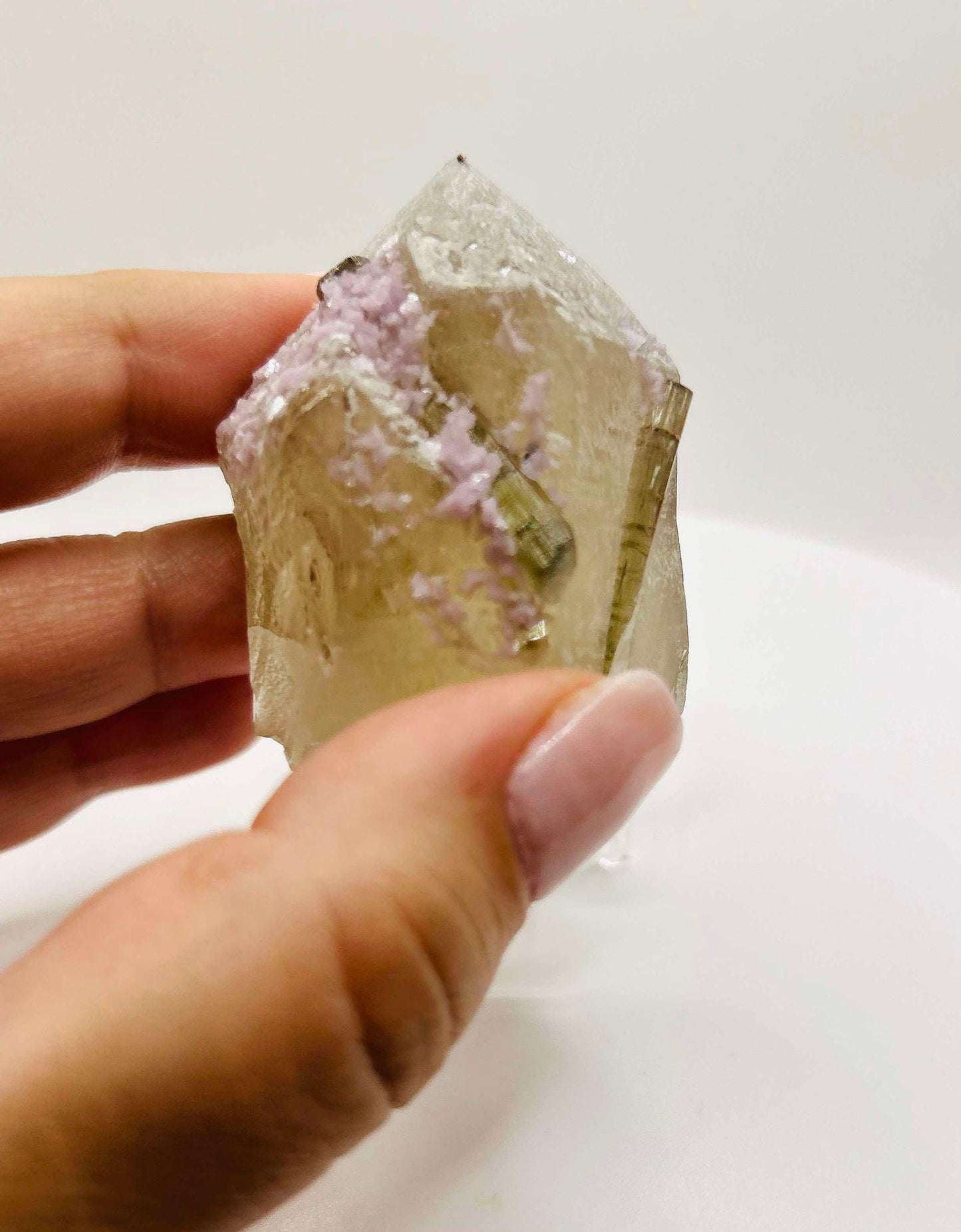 Citrine Green Tourmaline Feng Shui Solar Plexus Heart Chakra Collector Piece Gemini October Crystal New Business Gift Home Warming Decor