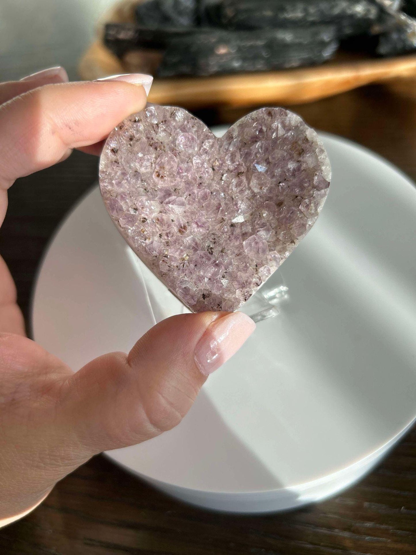 Amethyst Heart Cluster Crown Chakra Meditation Feng Shui Crystal Anniversary Gift February Birthday Crystal Best Friend Mom to be Wife Gift
