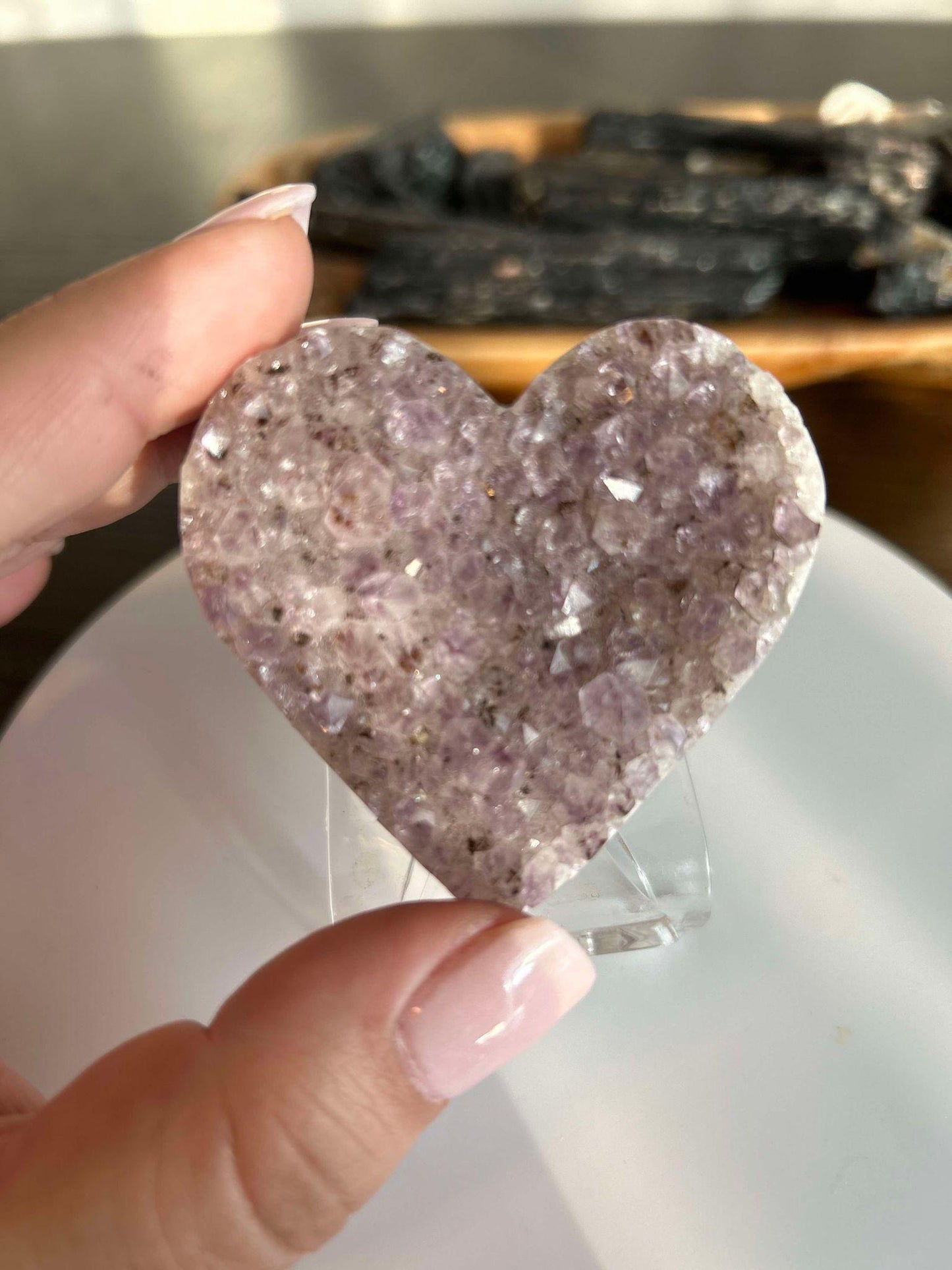 Amethyst Heart Cluster Crown Chakra Meditation Feng Shui Crystal Anniversary Gift February Birthday Crystal Best Friend Mom to be Wife Gift