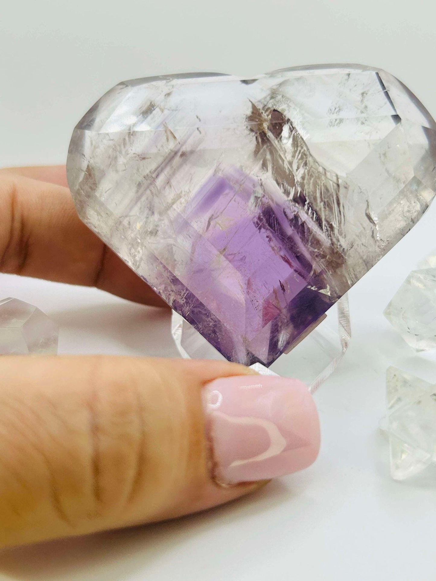 Amethyst Panthom Heart Crystal Crown Chakra Meditation Altar Room Decor Crystal Anniversary Gift February Birthday Crystal Best Friend Gift