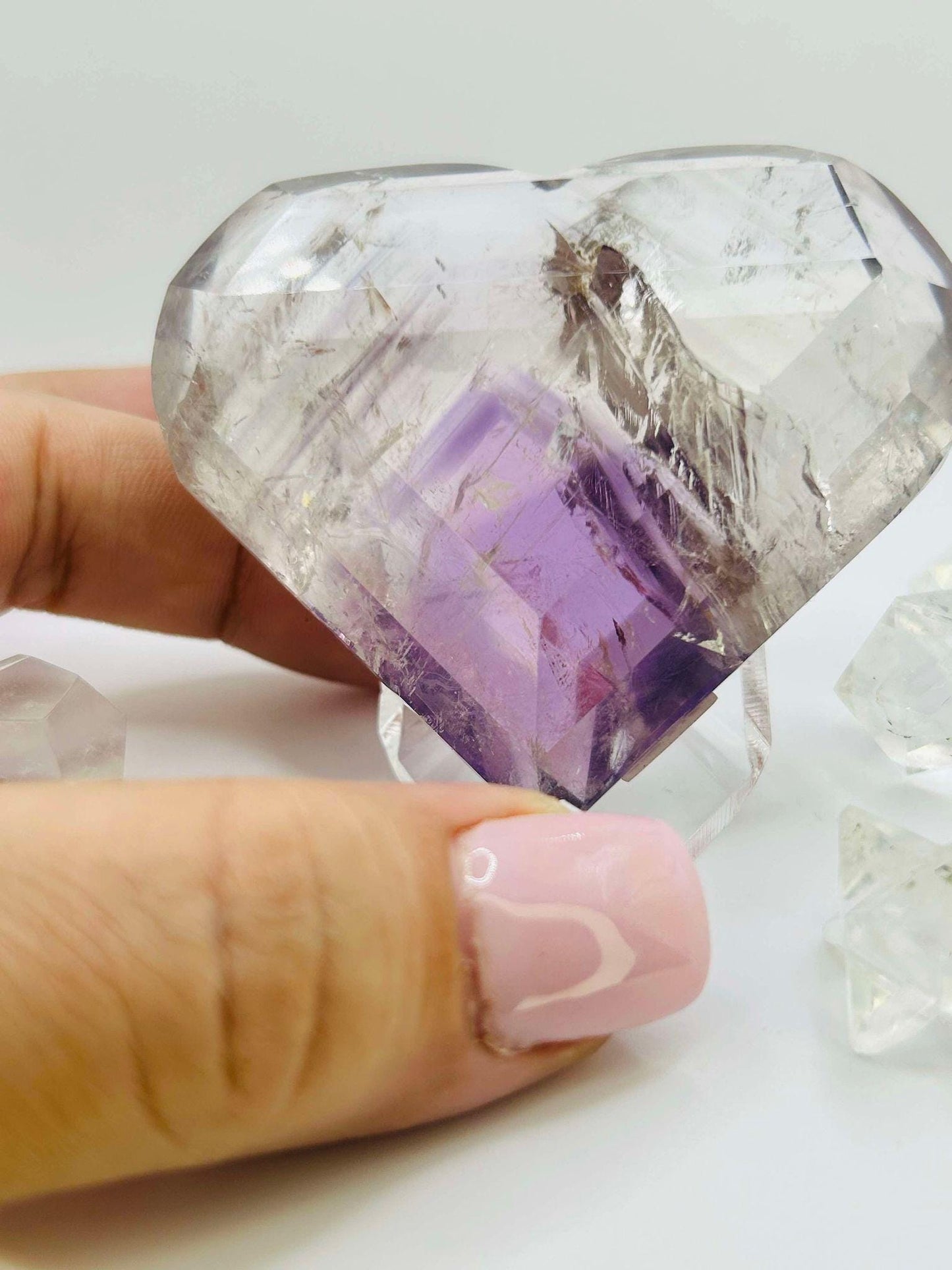 Amethyst Panthom Heart Crystal Crown Chakra Meditation Altar Room Decor Crystal Anniversary Gift February Birthday Crystal Best Friend Gift