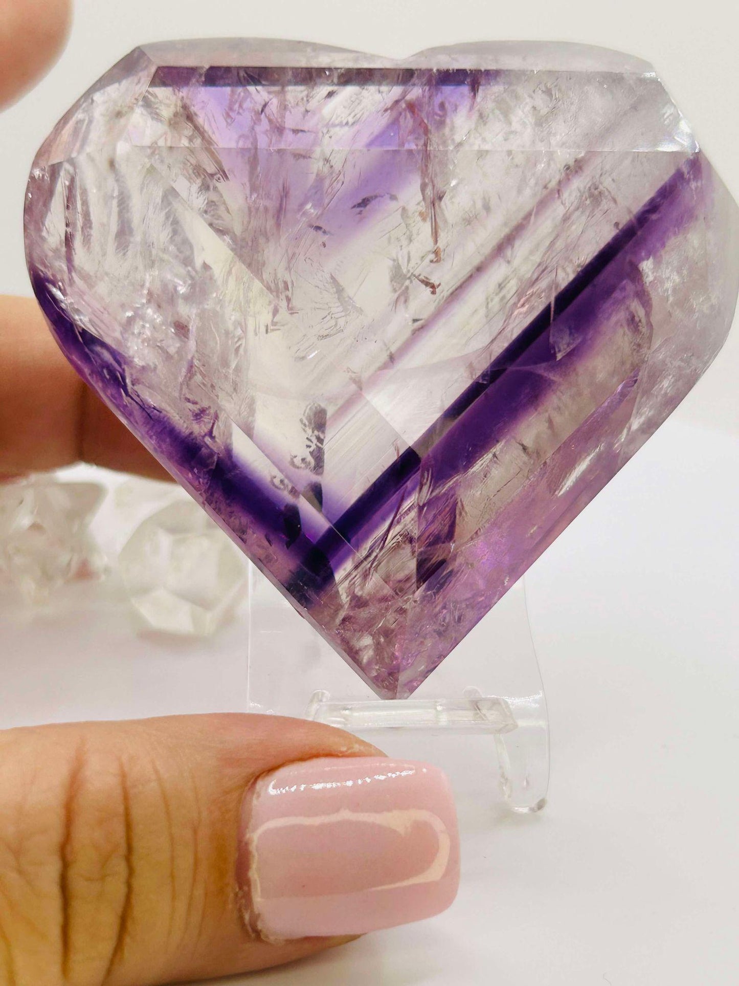 Amethyst Panthom Heart Crystal Crown Chakra Meditation Altar Room Decor Crystal Anniversary Gift February Birthday Crystal Best Friend Gift