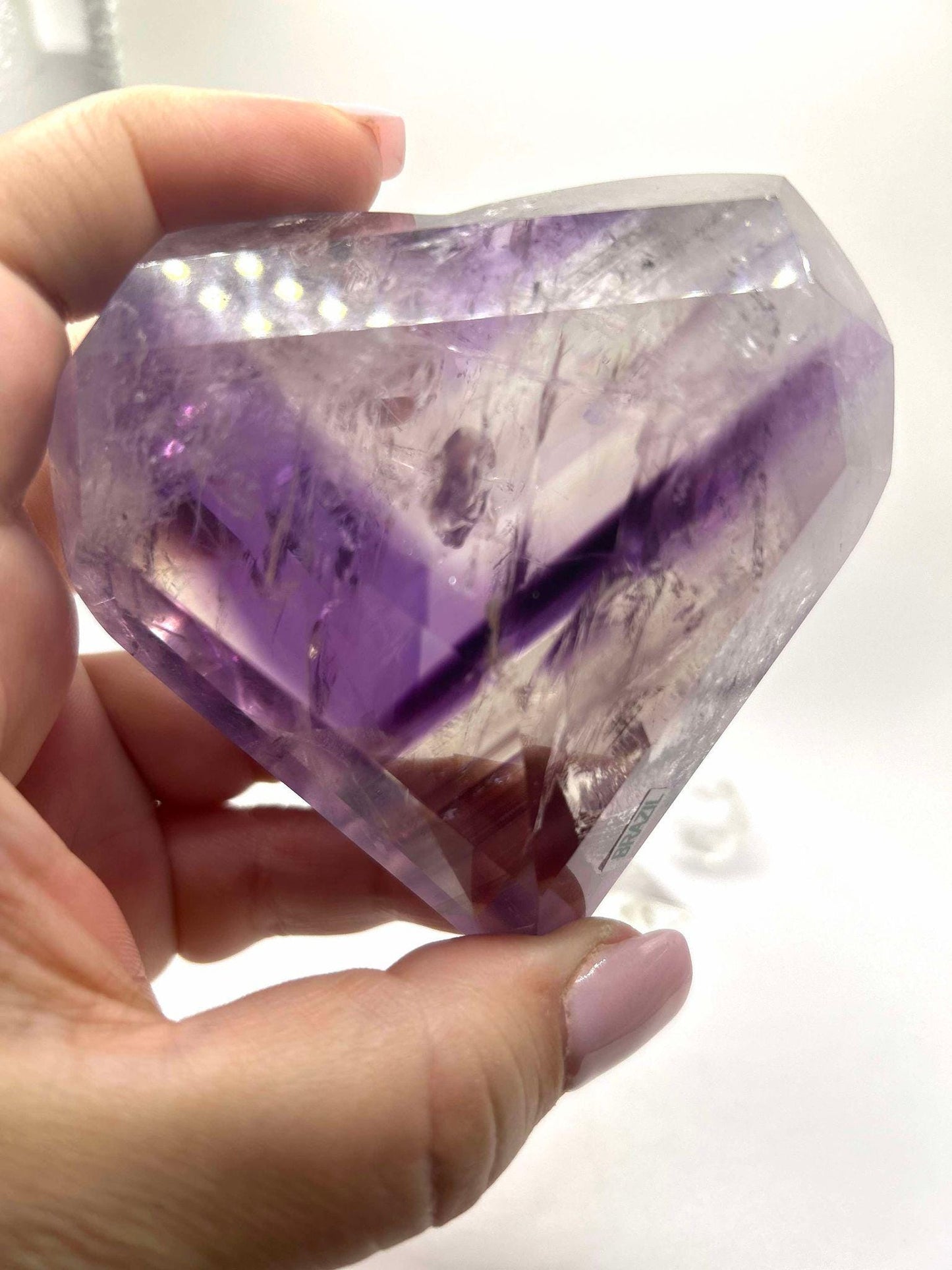 Amethyst Panthom Heart Crystal Crown Chakra Meditation Altar Room Decor Crystal Anniversary Gift February Birthday Crystal Best Friend Gift