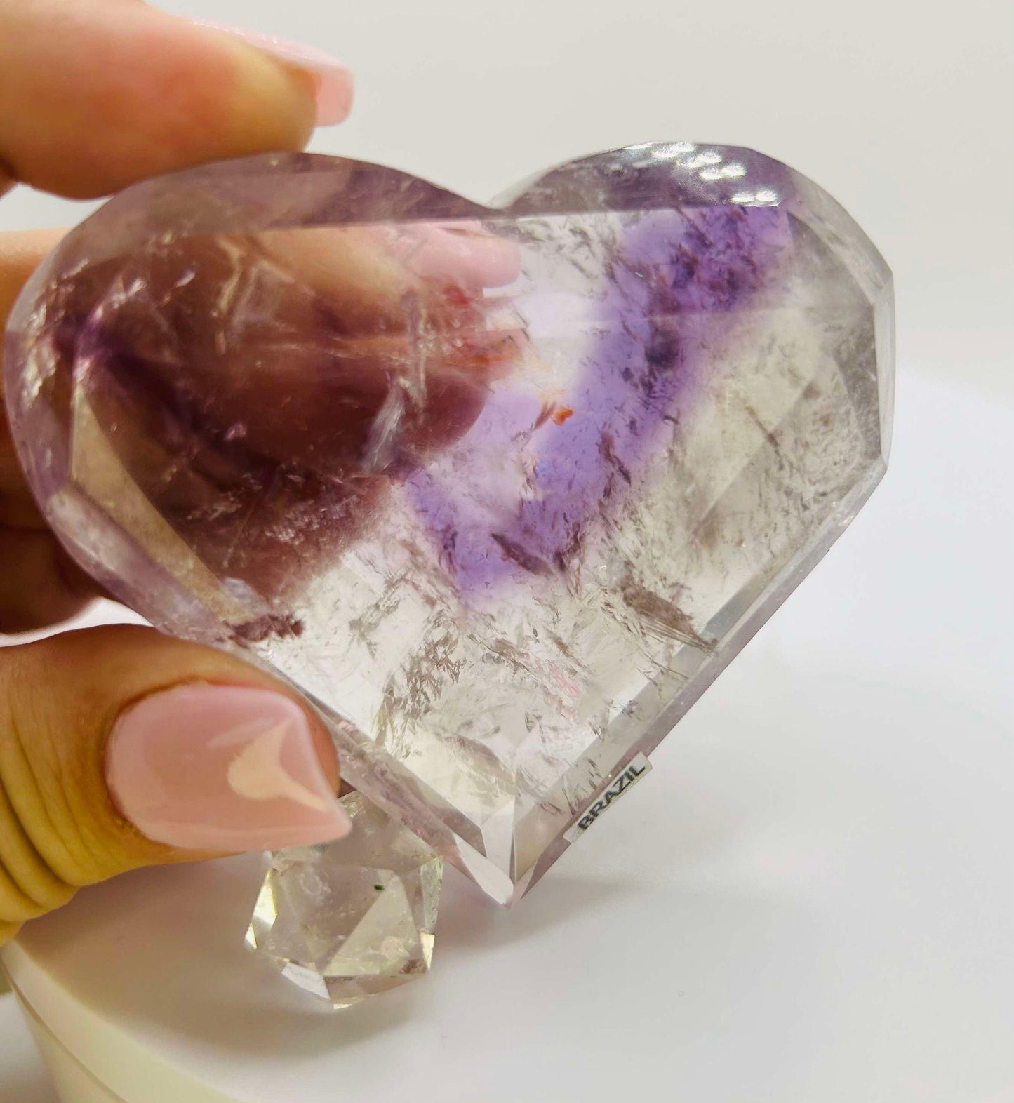 Amethyst Panthom Heart Crystal Crown Chakra Meditation Altar Room Decor Crystal Anniversary Gift February Birthday Crystal Best Friend Gift