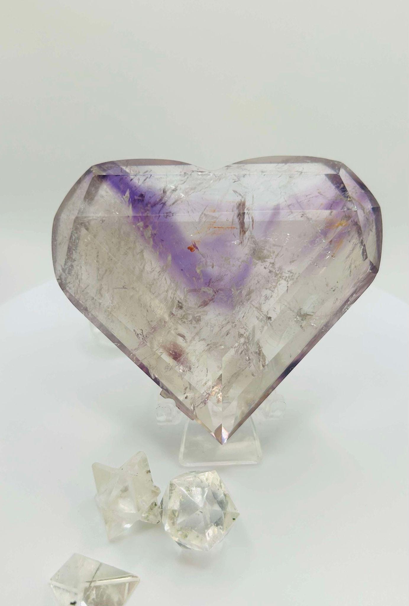 Amethyst Panthom Heart Crystal Crown Chakra Meditation Altar Room Decor Crystal Anniversary Gift February Birthday Crystal Best Friend Gift