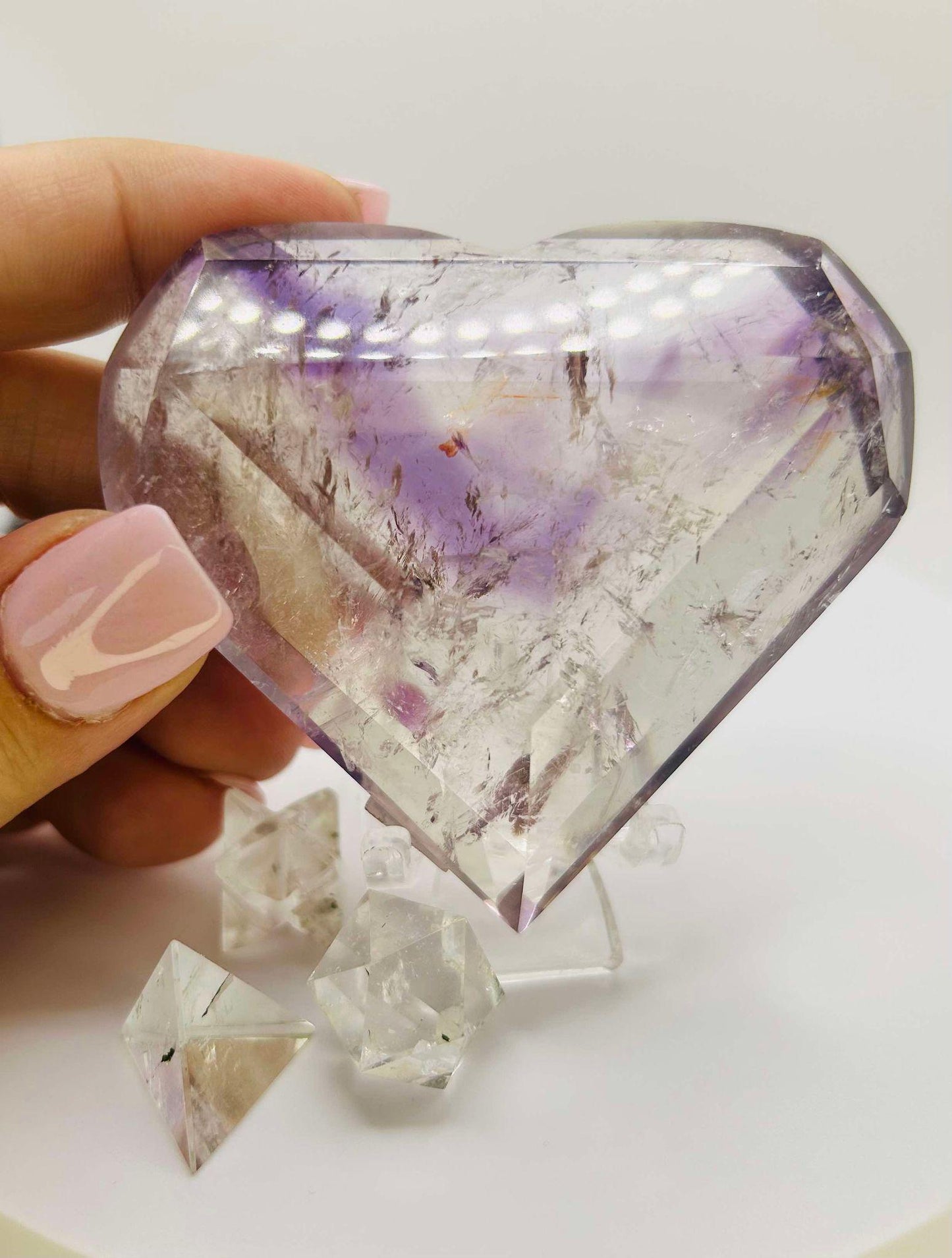Amethyst Panthom Heart Crystal Crown Chakra Meditation Altar Room Decor Crystal Anniversary Gift February Birthday Crystal Best Friend Gift