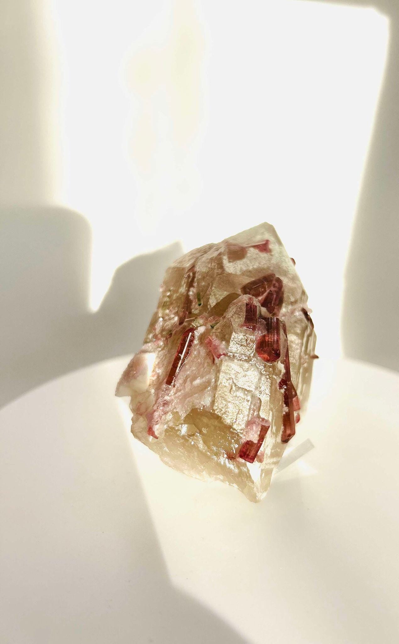 Citrine Pink Tourmaline Feng Shui Solar Plexus Heart Chakra Collector Piece October Crystal Breakup Gift Home decor New beginning New love
