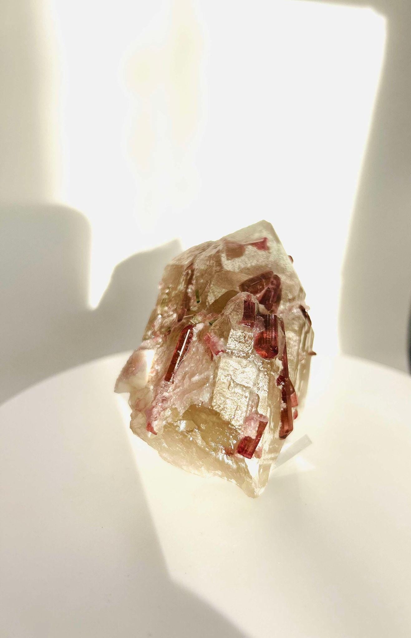 Citrine Pink Tourmaline Feng Shui Solar Plexus Heart Chakra Collector Piece October Crystal Breakup Gift Home decor New beginning New love