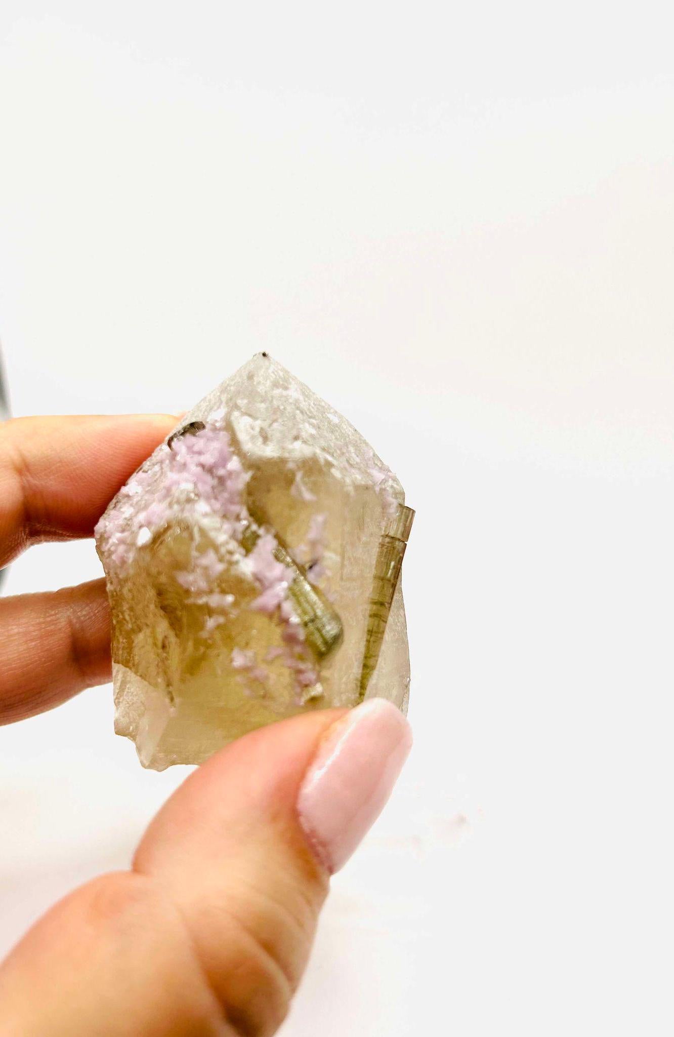 Citrine Green Tourmaline Feng Shui Solar Plexus Heart Chakra Collector Piece Gemini October Crystal New Business Gift Home Warming Decor