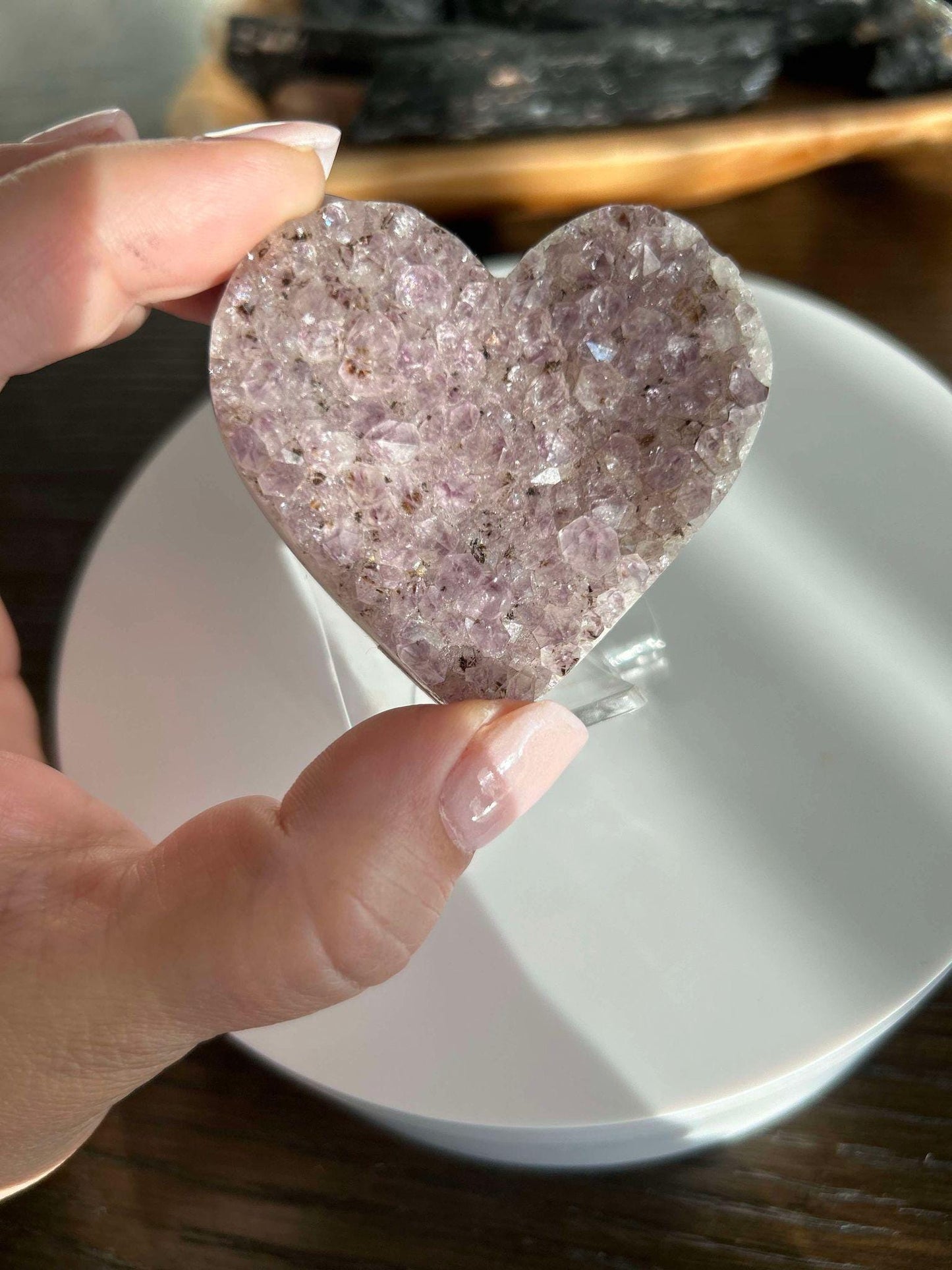 Amethyst Heart Cluster Crown Chakra Meditation Feng Shui Crystal Anniversary Gift February Birthday Crystal Best Friend Mom to be Wife Gift