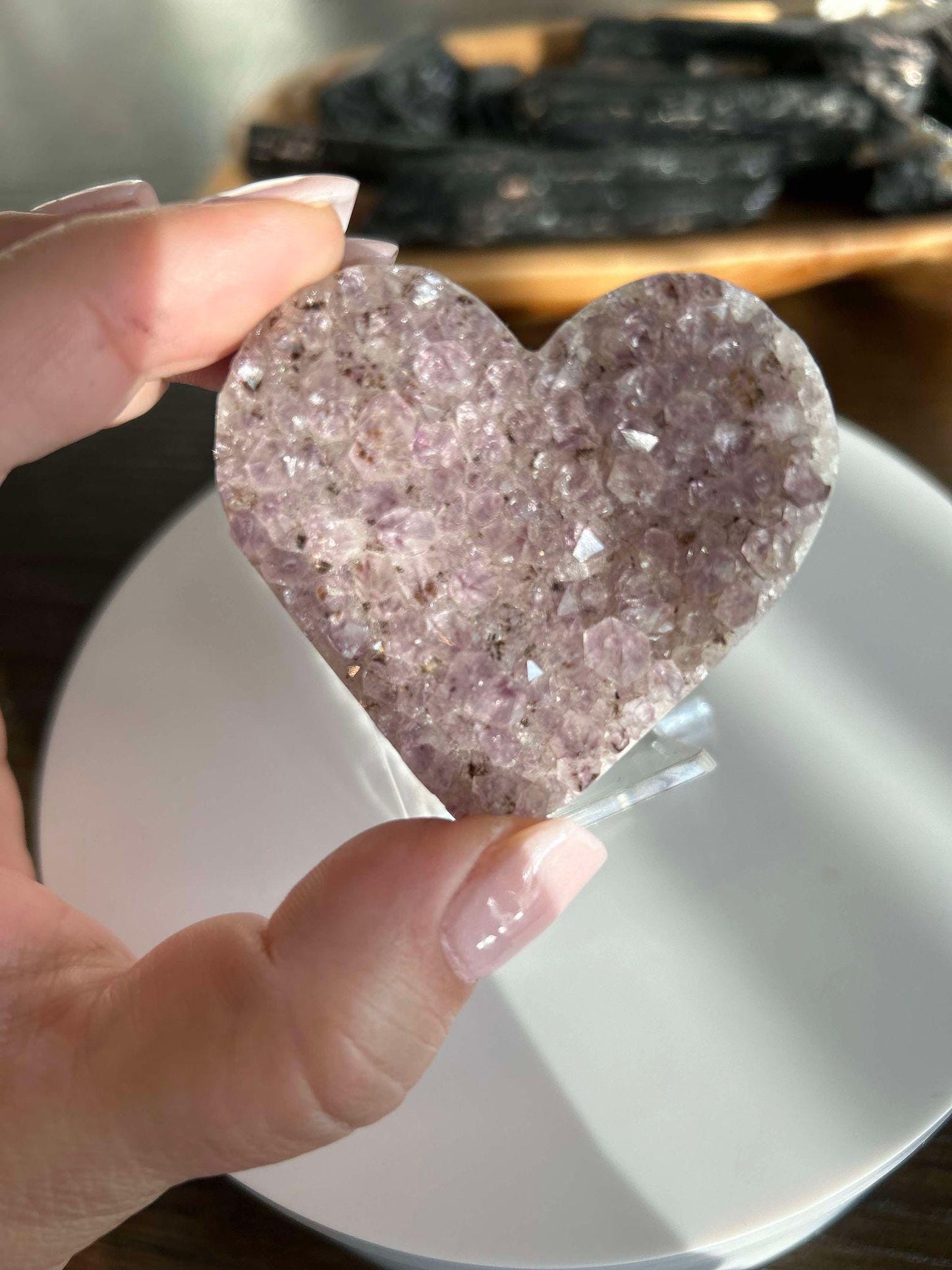 Amethyst Heart Cluster Crown Chakra Meditation Feng Shui Crystal Anniversary Gift February Birthday Crystal Best Friend Mom to be Wife Gift