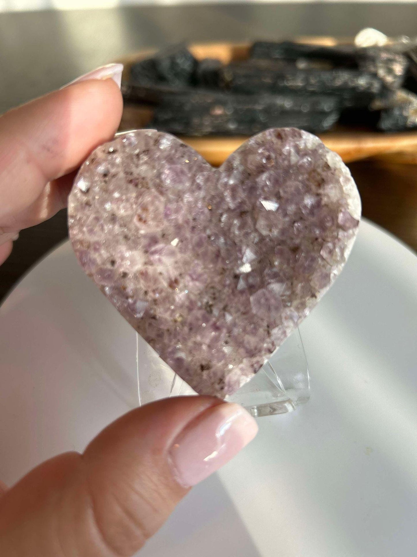 Amethyst Heart Cluster Crown Chakra Meditation Feng Shui Crystal Anniversary Gift February Birthday Crystal Best Friend Mom to be Wife Gift