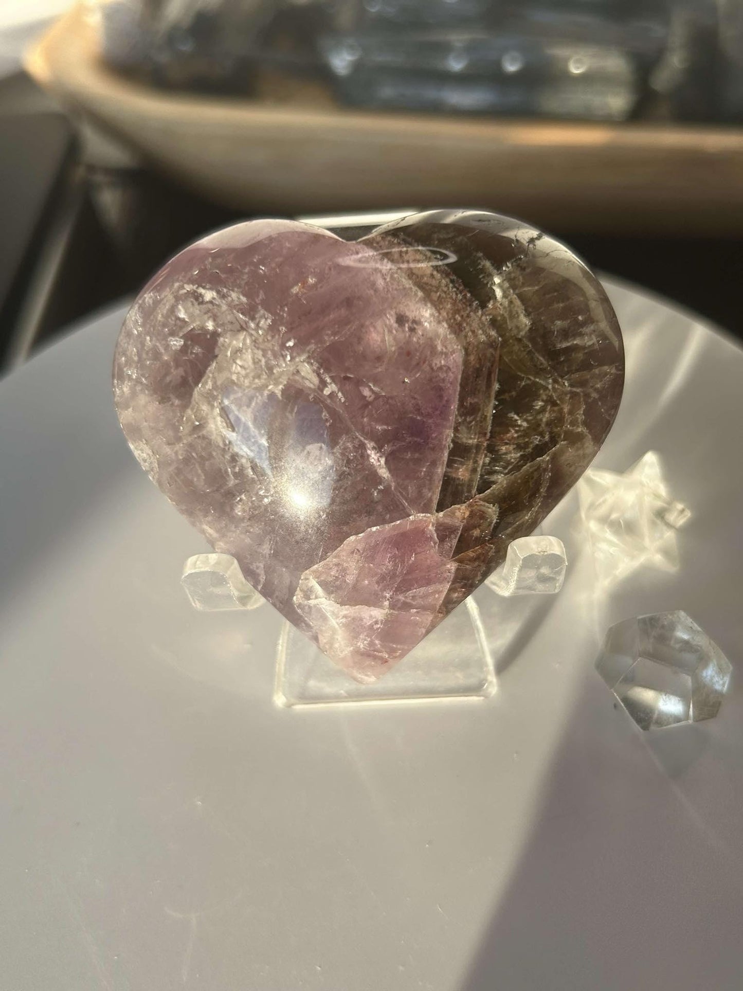 Super Seven Amethyst Cacoxenite Crystal Meditation Stone Crown Chakra Energy Amplifier Reiki Healers Gift Home Decor Spiritual Yogi Gift