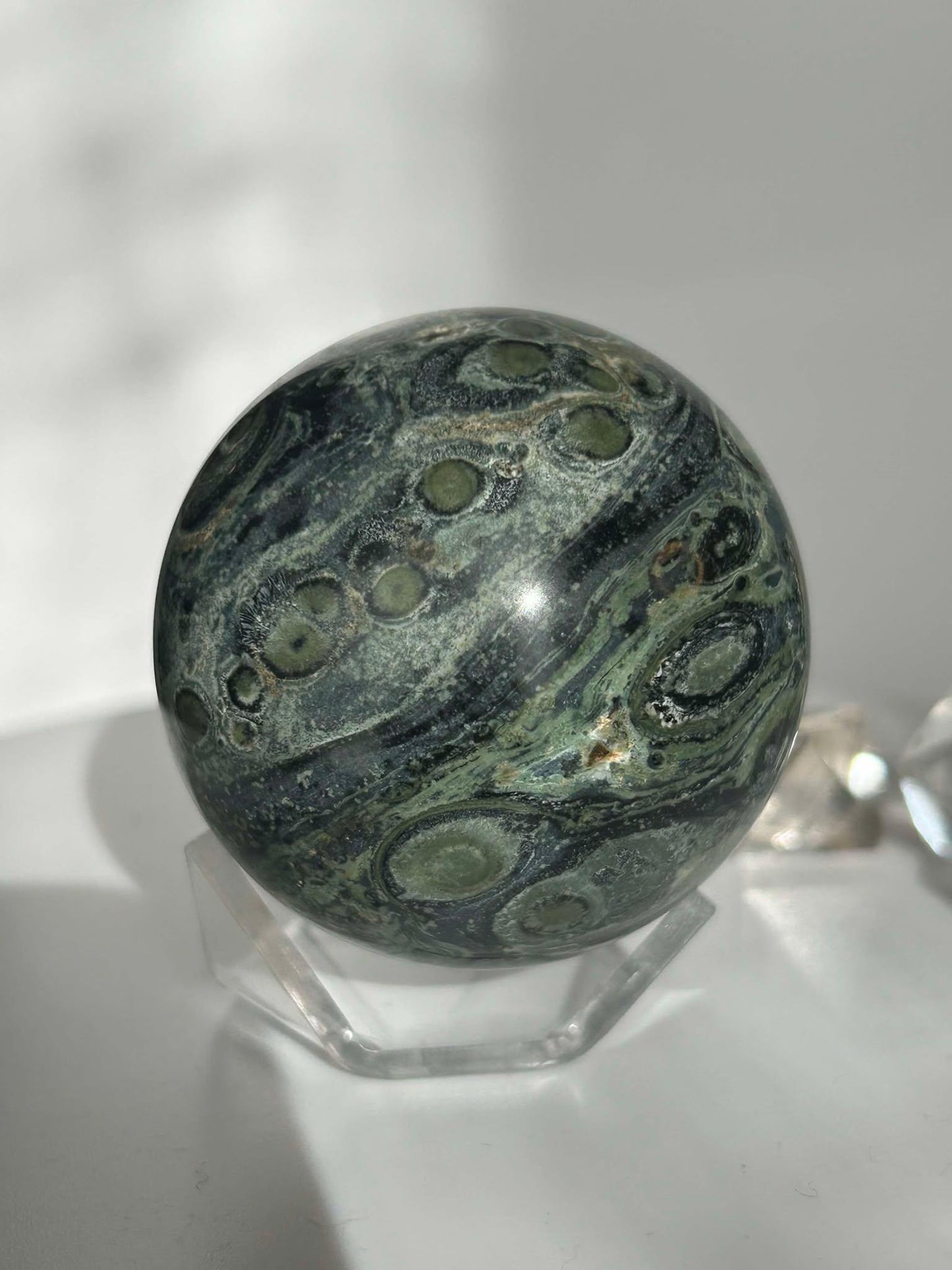 Kambaba Jasper Sphere Root Heart Chakra Meditation Stone Home Decor Reiki Crystal Gift Nature Lovers Healers Yogis Teachers Students Gift