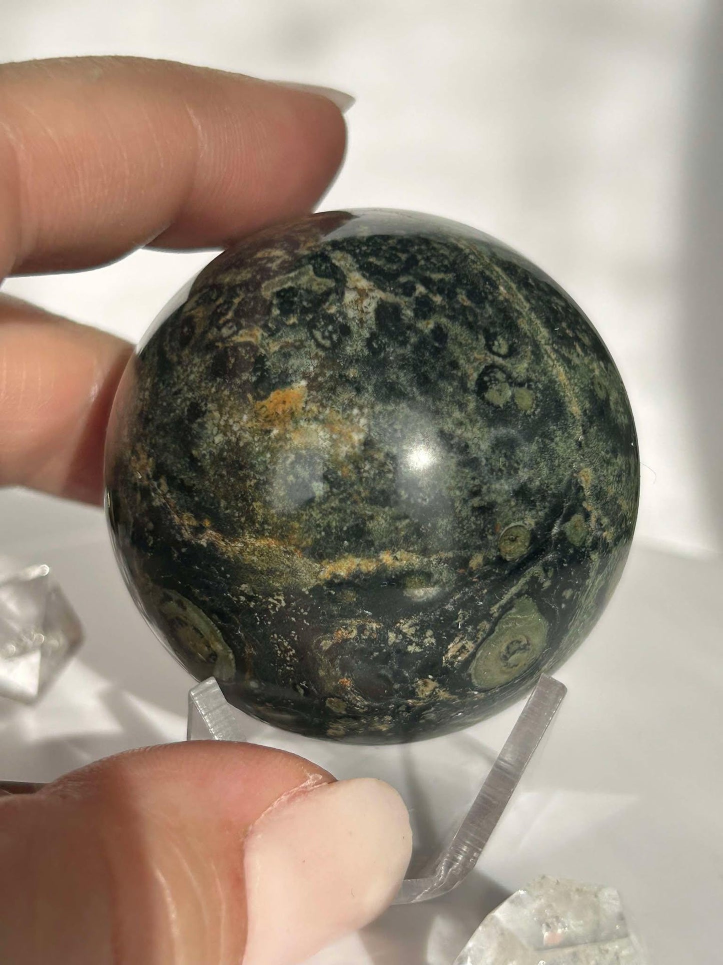 Kambaba Jasper Sphere Root Heart Chakra Meditation Stone Home Decor Reiki Crystal Gift Nature Lovers Healers Yogis Teachers Students Gift