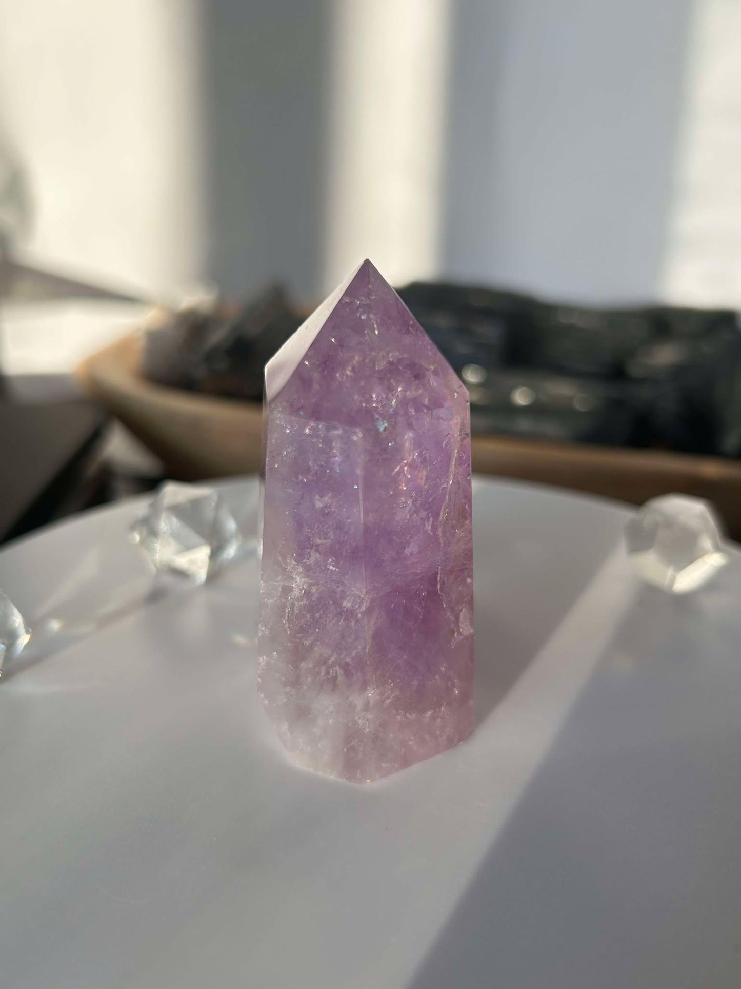 Amethyst Crystal Point Meditation Crown Chakra February Aquarius Crystal Home Warming Best Friend Baby Shower Gift Mom Wife Goddess Crystal