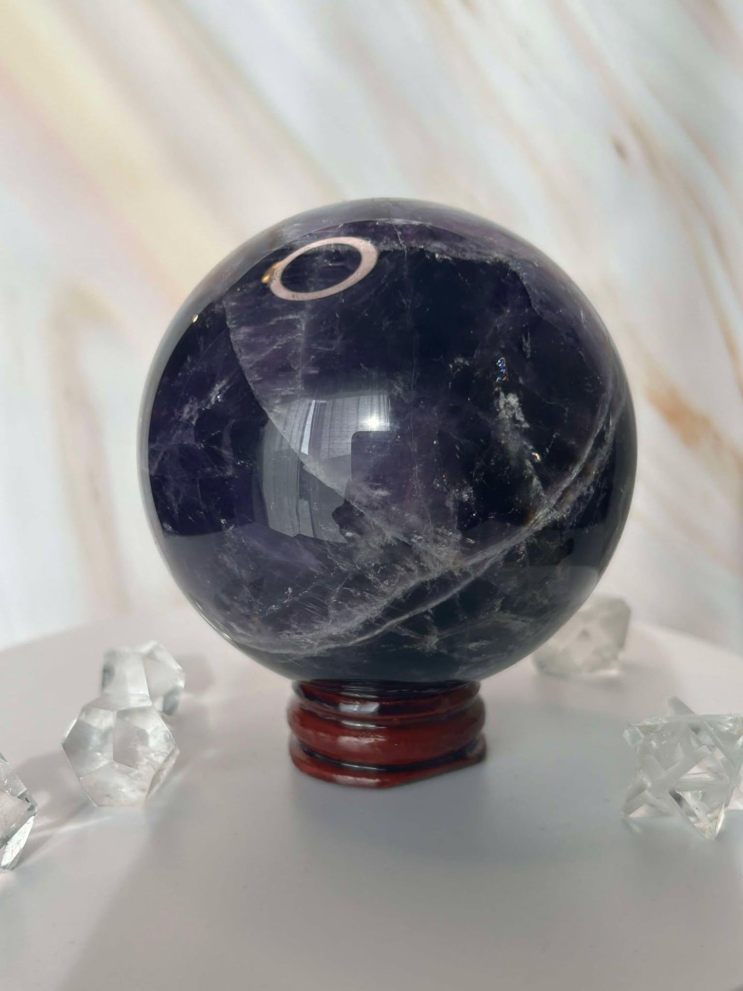 Amethyst Crystal Sphere Meditation Crown Chakra February Aquarius Crystal Home Warming Best Friend Gift Mom to be Altar decor Crystal Gift