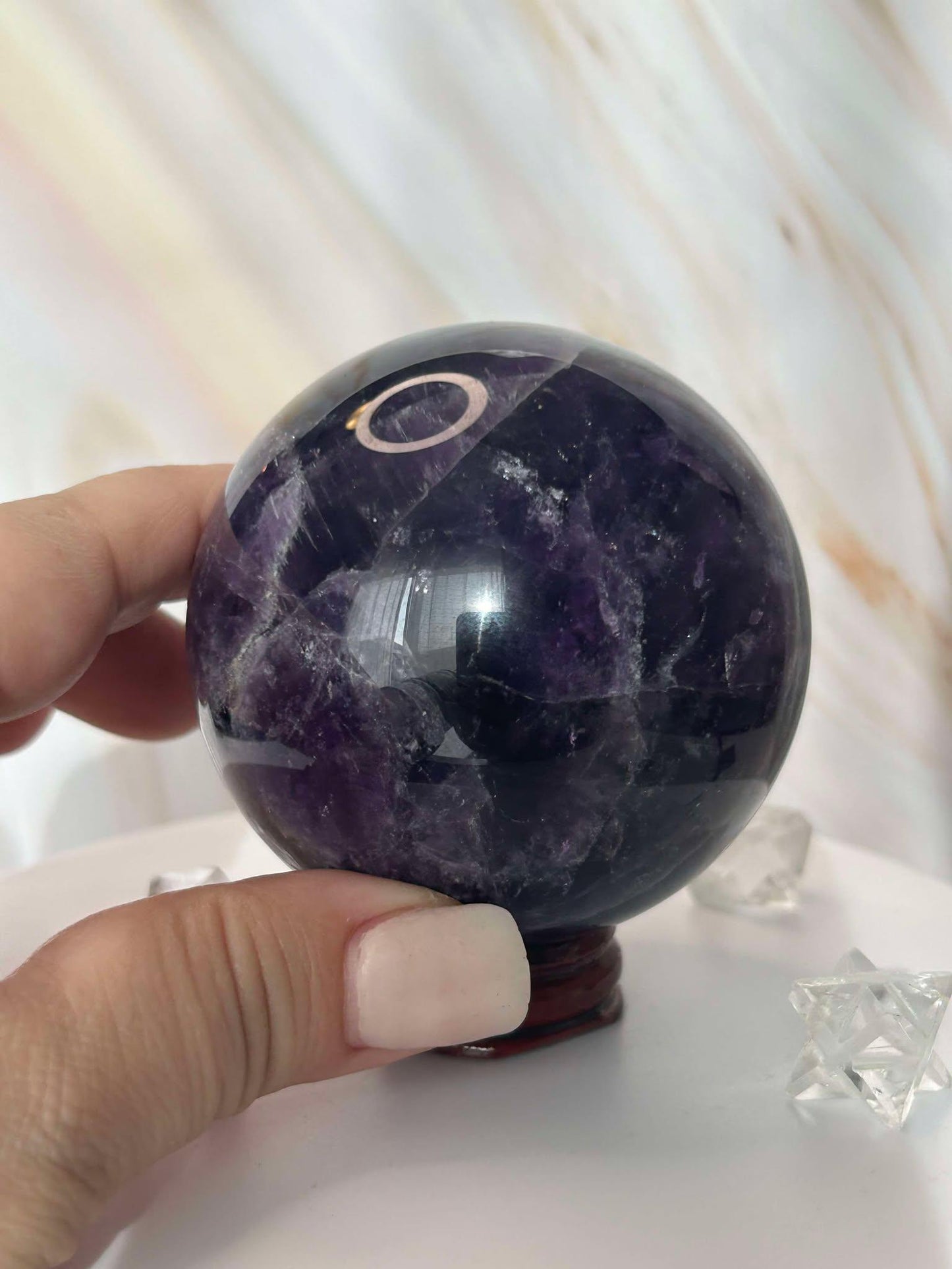 Amethyst Crystal Sphere Meditation Crown Chakra February Aquarius Crystal Home Warming Best Friend Gift Mom to be Altar decor Crystal Gift