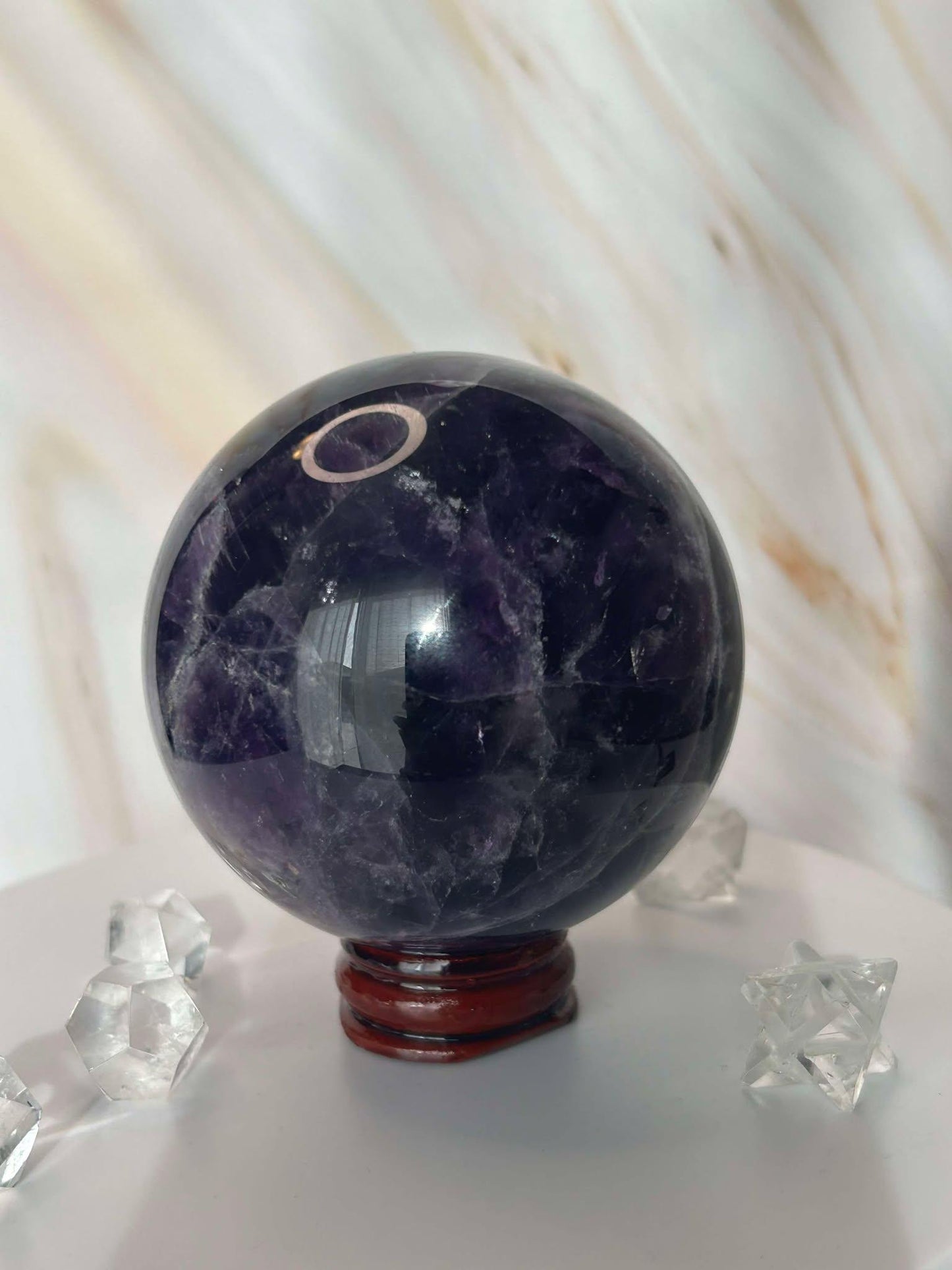 Amethyst Crystal Sphere Meditation Crown Chakra February Aquarius Crystal Home Warming Best Friend Gift Mom to be Altar decor Crystal Gift