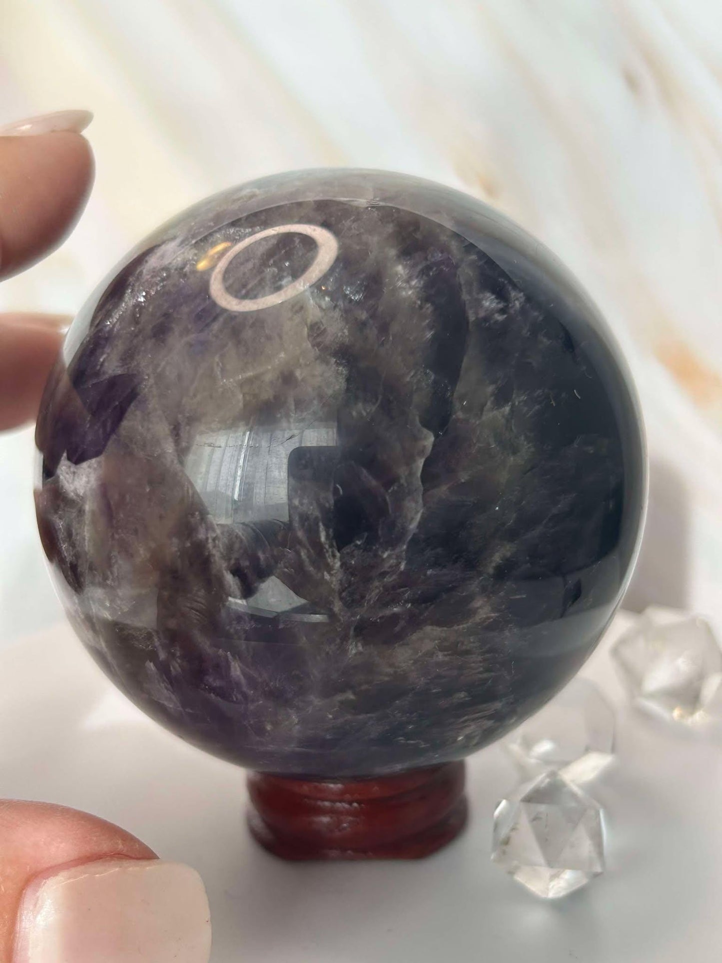 Amethyst Crystal Sphere Meditation Crown Chakra February Aquarius Crystal Home Warming Best Friend Gift Mom to be Altar decor Crystal Gift
