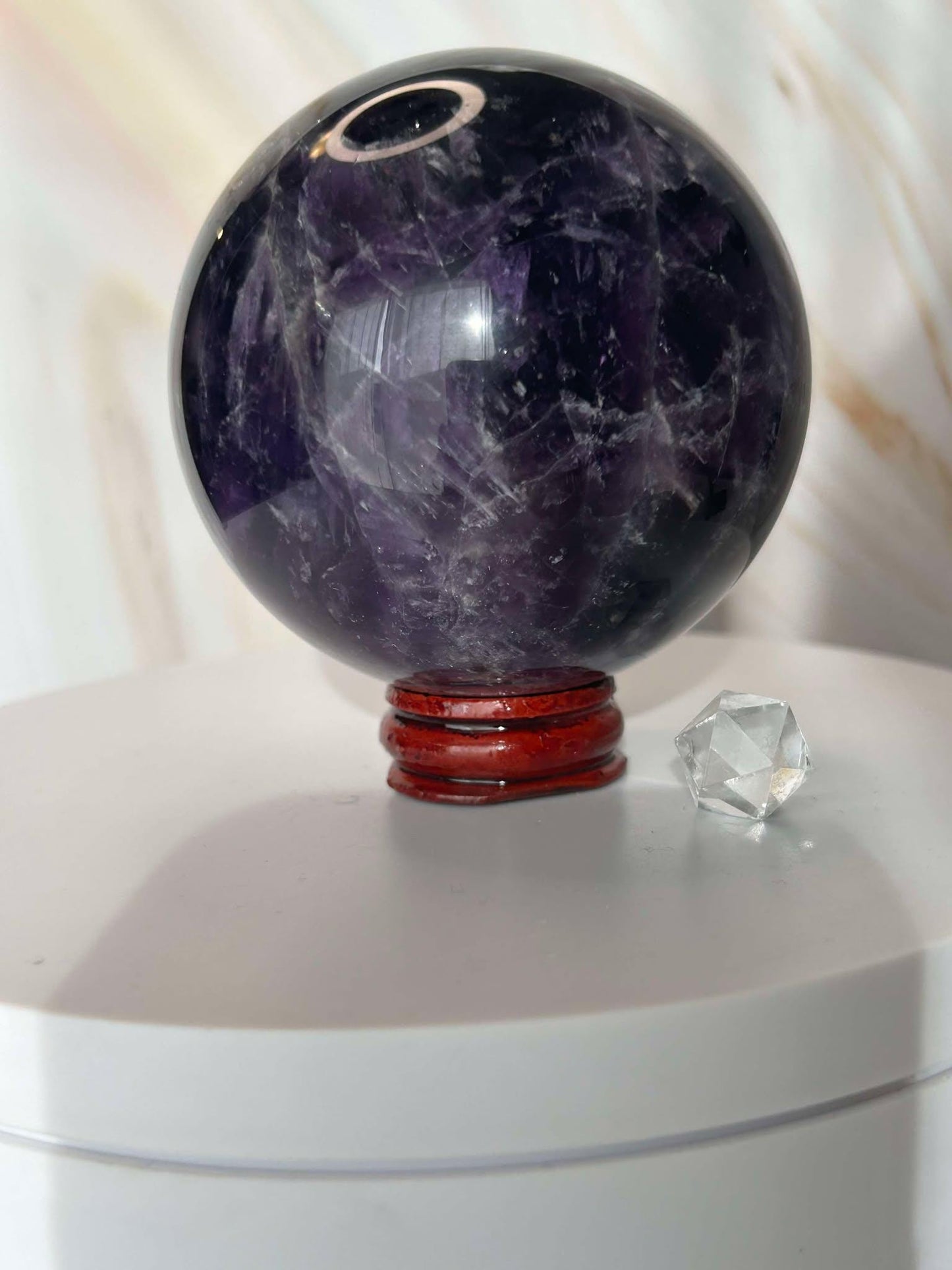 Amethyst Crystal Sphere Meditation Crown Chakra February Aquarius Crystal Home Warming Best Friend Gift Mom to be Altar decor Crystal Gift