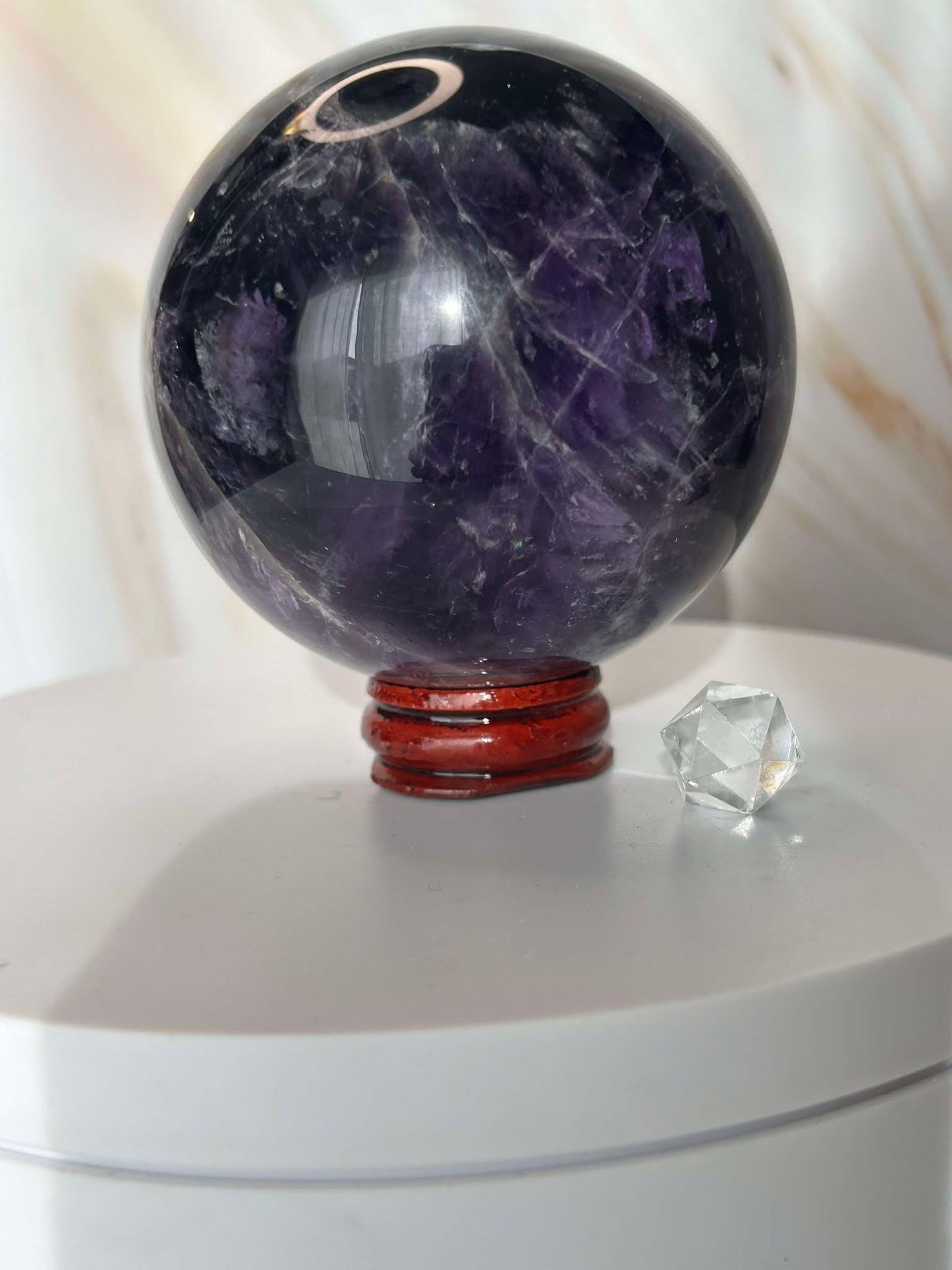 Amethyst Crystal Sphere Meditation Crown Chakra February Aquarius Crystal Home Warming Best Friend Gift Mom to be Altar decor Crystal Gift