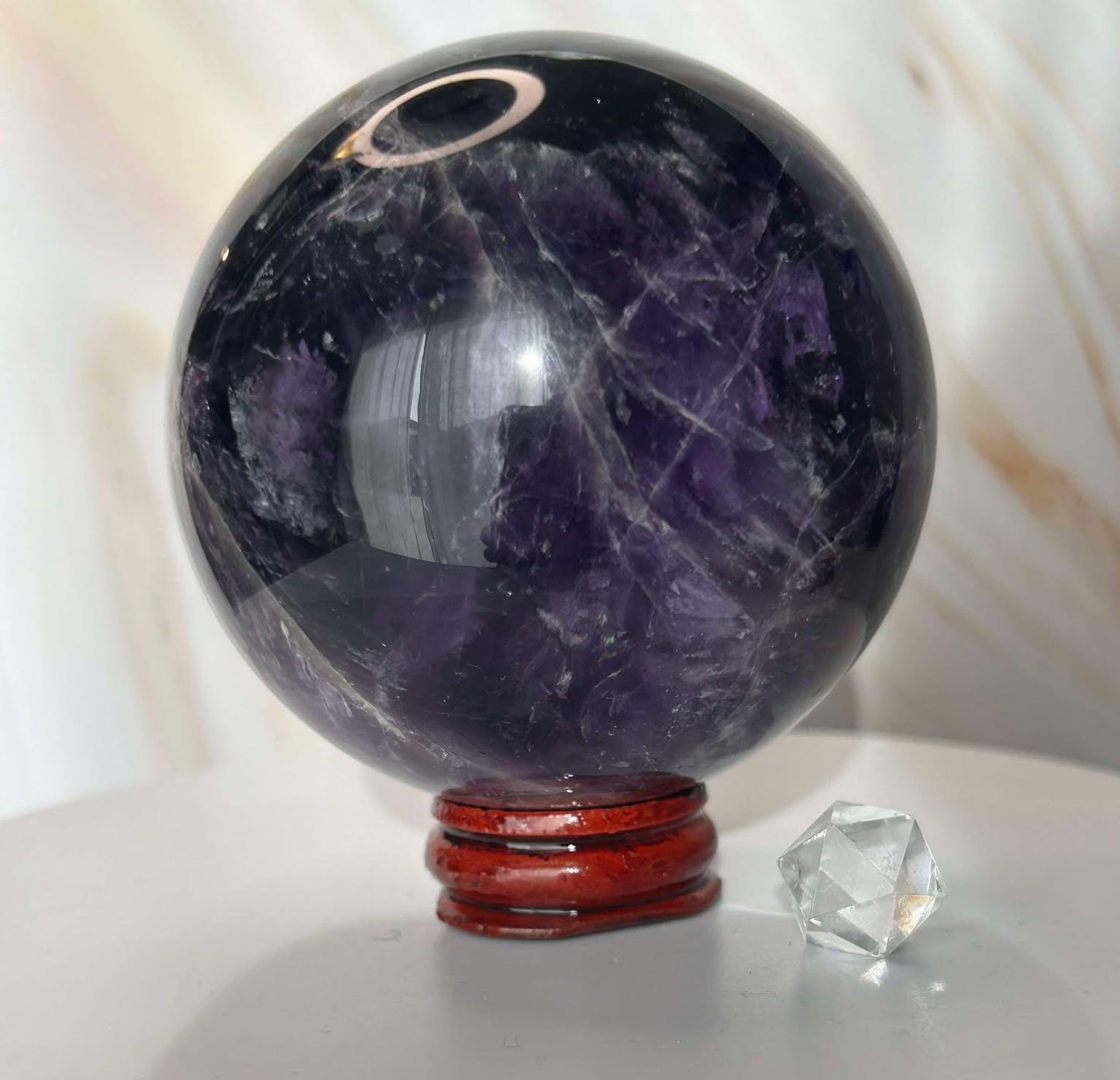 Amethyst Crystal Sphere Meditation Crown Chakra February Aquarius Crystal Home Warming Best Friend Gift Mom to be Altar decor Crystal Gift