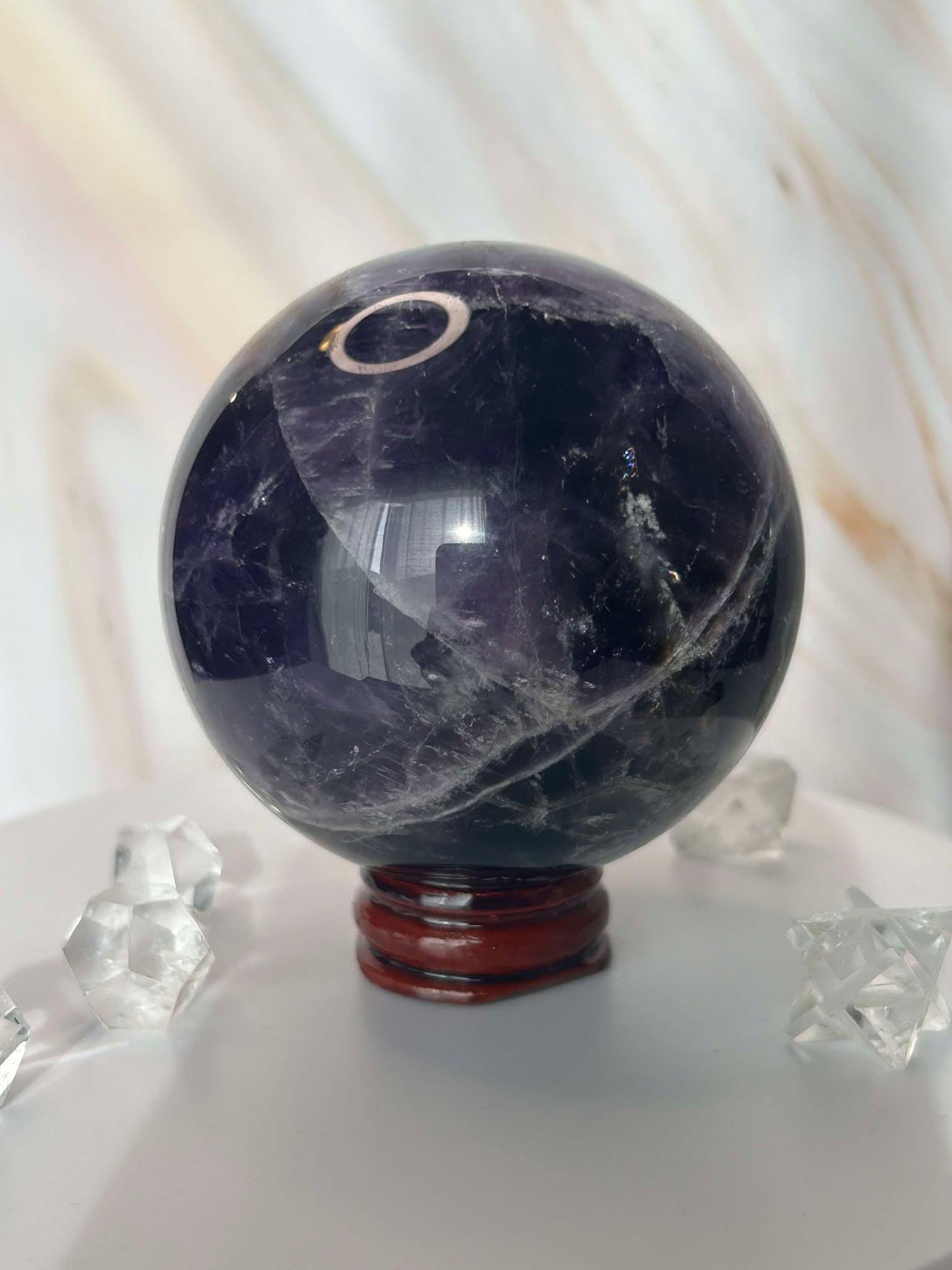 Amethyst Crystal Sphere Meditation Crown Chakra February Aquarius Crystal Home Warming Best Friend Gift Mom to be Altar decor Crystal Gift