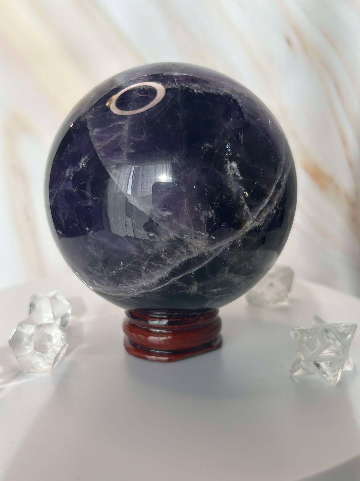 Amethyst Crystal Sphere Meditation Crown Chakra February Aquarius Crystal Home Warming Best Friend Gift Mom to be Altar decor Crystal Gift