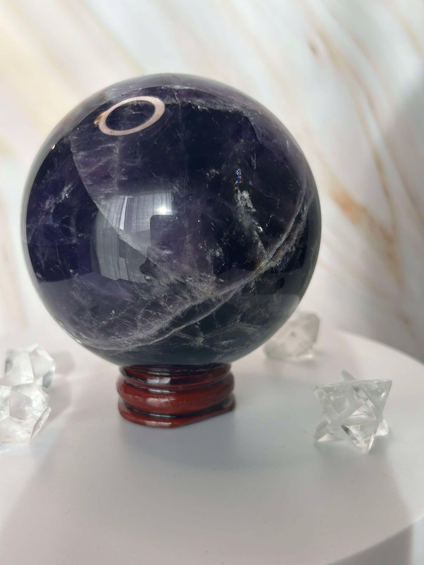 Amethyst Crystal Sphere Meditation Crown Chakra February Aquarius Crystal Home Warming Best Friend Gift Mom to be Altar decor Crystal Gift