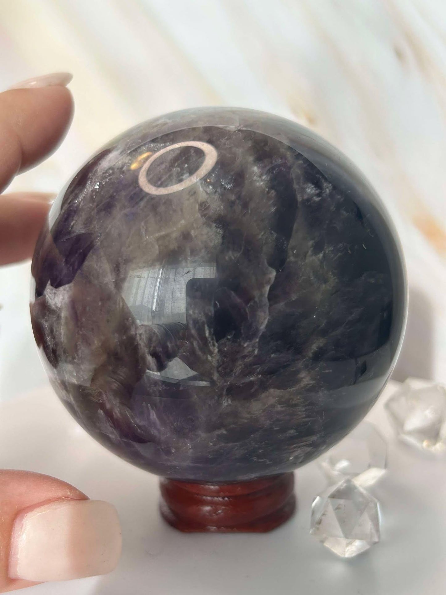 Amethyst Crystal Sphere Meditation Crown Chakra February Aquarius Crystal Home Warming Best Friend Gift Mom to be Altar decor Crystal Gift