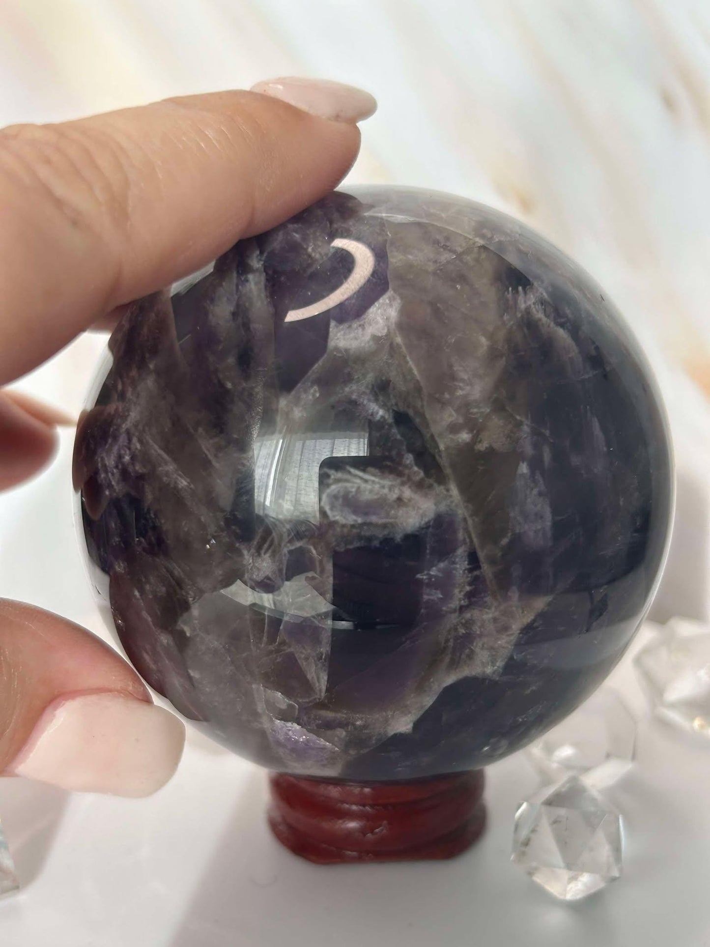 Amethyst Crystal Sphere Meditation Crown Chakra February Aquarius Crystal Home Warming Best Friend Gift Mom to be Altar decor Crystal Gift