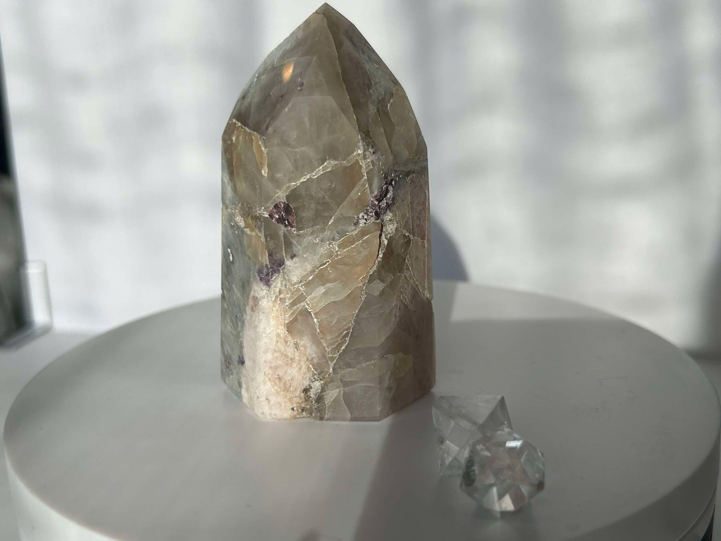 Citrine Lepidolite Crystal Point Solar Plexus Third Eye Meditation Feng Shui Libra Crystal Home Warming Student Teacher Baby Shower Gift