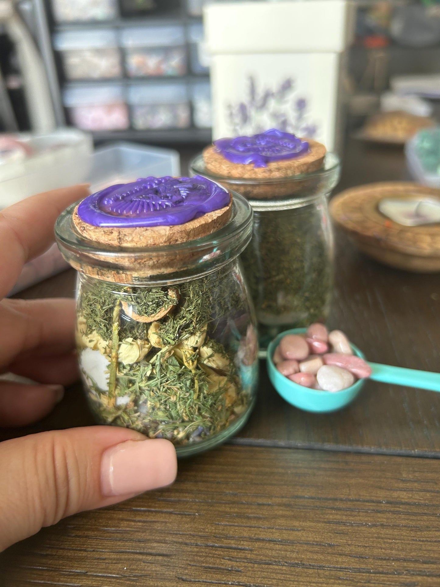 Wishing Jar Crystals Dried Flowers Intention Setting Gift Desk Decor Gratitude Jar Wellness Meditation Positive Self Care Ritual Mindful