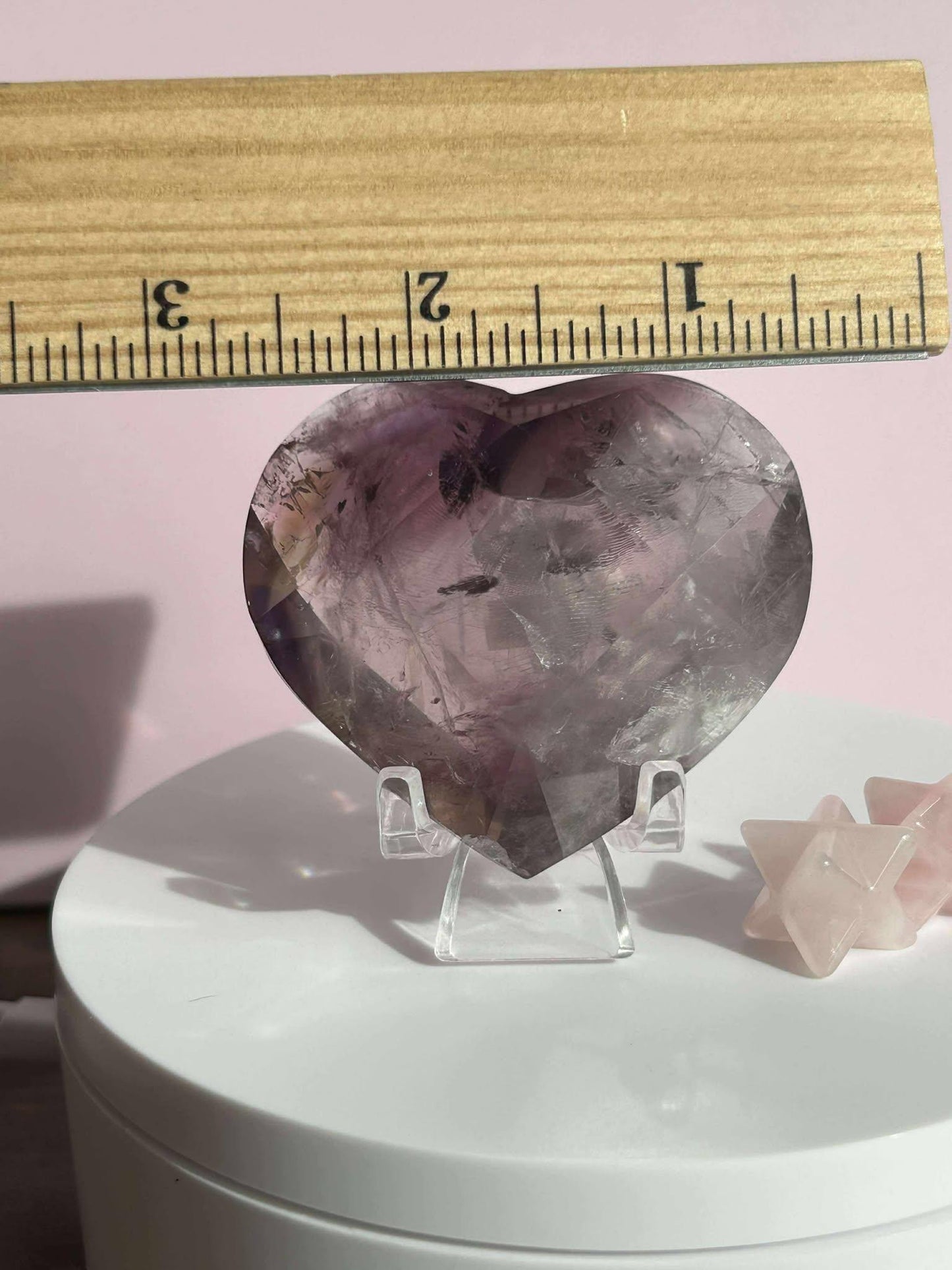 Amethyst Facet Heart Carving Anniversary Gift Mom To Be Gift Meditation Altar Room Decor Baby Shower Breakup Divorce Gift Calming Crystals