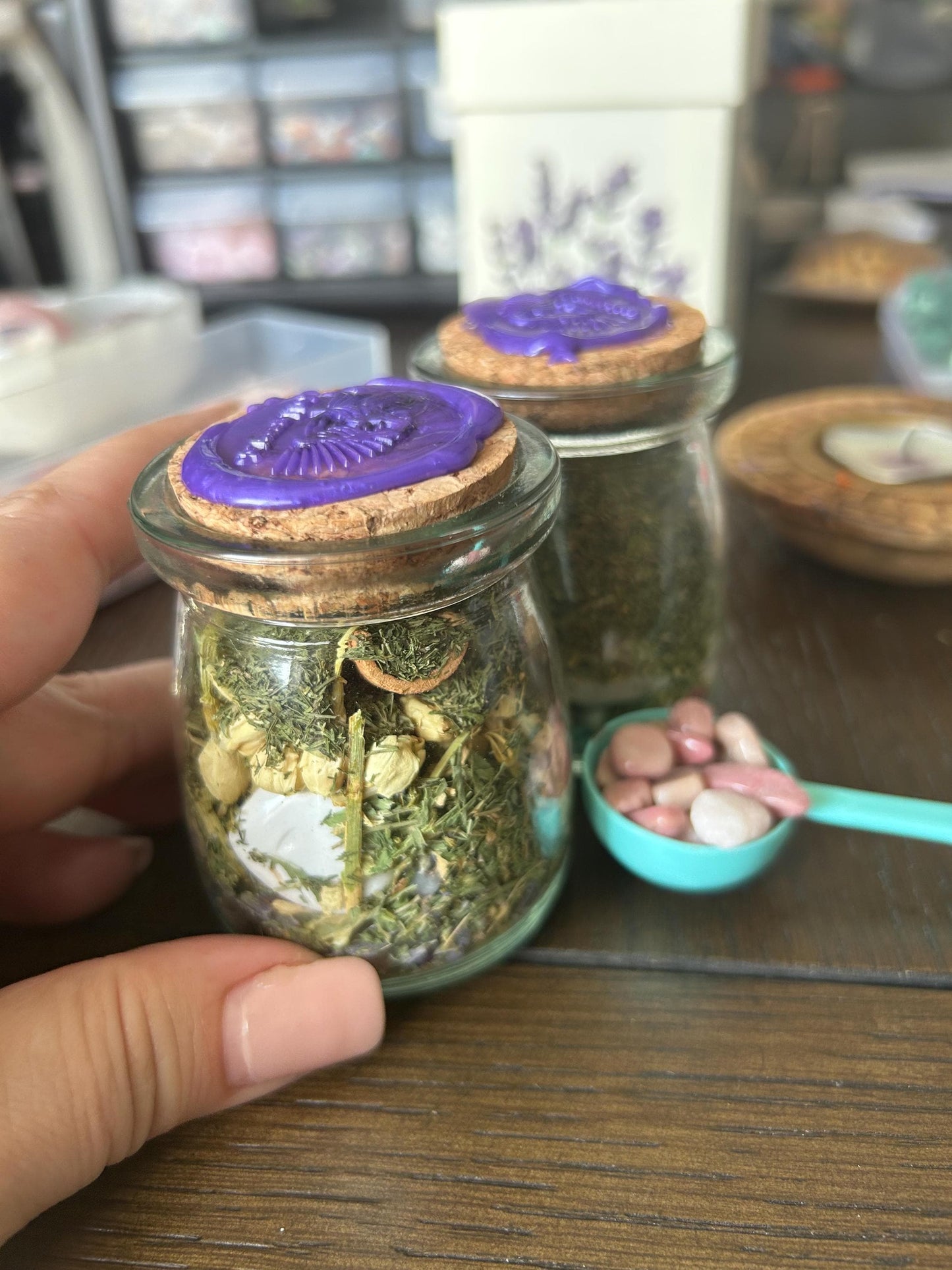 Wishing Jar Crystals Dried Flowers Intention Setting Gift Desk Decor Gratitude Jar Wellness Meditation Positive Self Care Ritual Mindful
