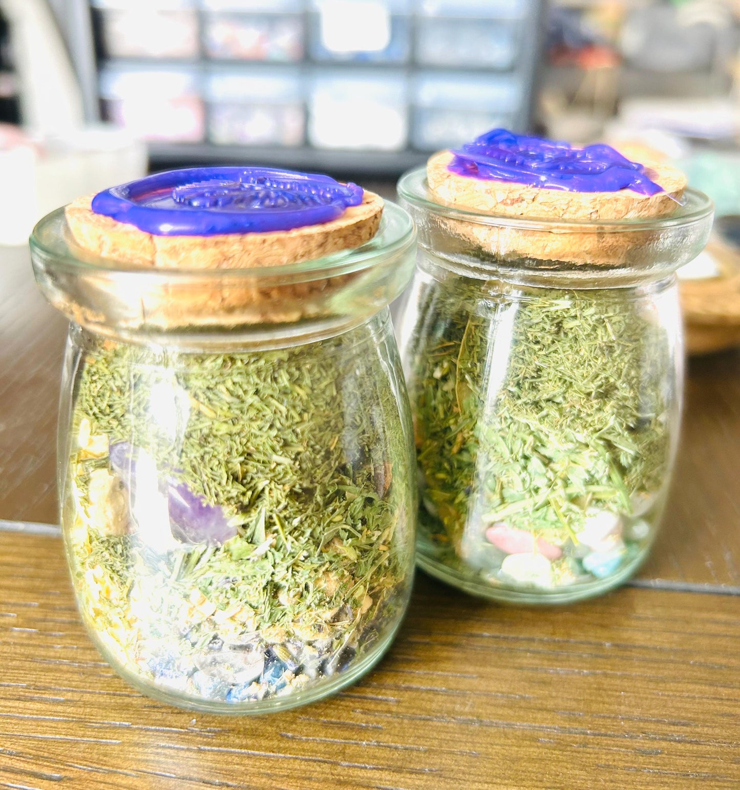 Wishing Jar Crystals Dried Flowers Intention Setting Gift Desk Decor Gratitude Jar Wellness Meditation Positive Self Care Ritual Mindful