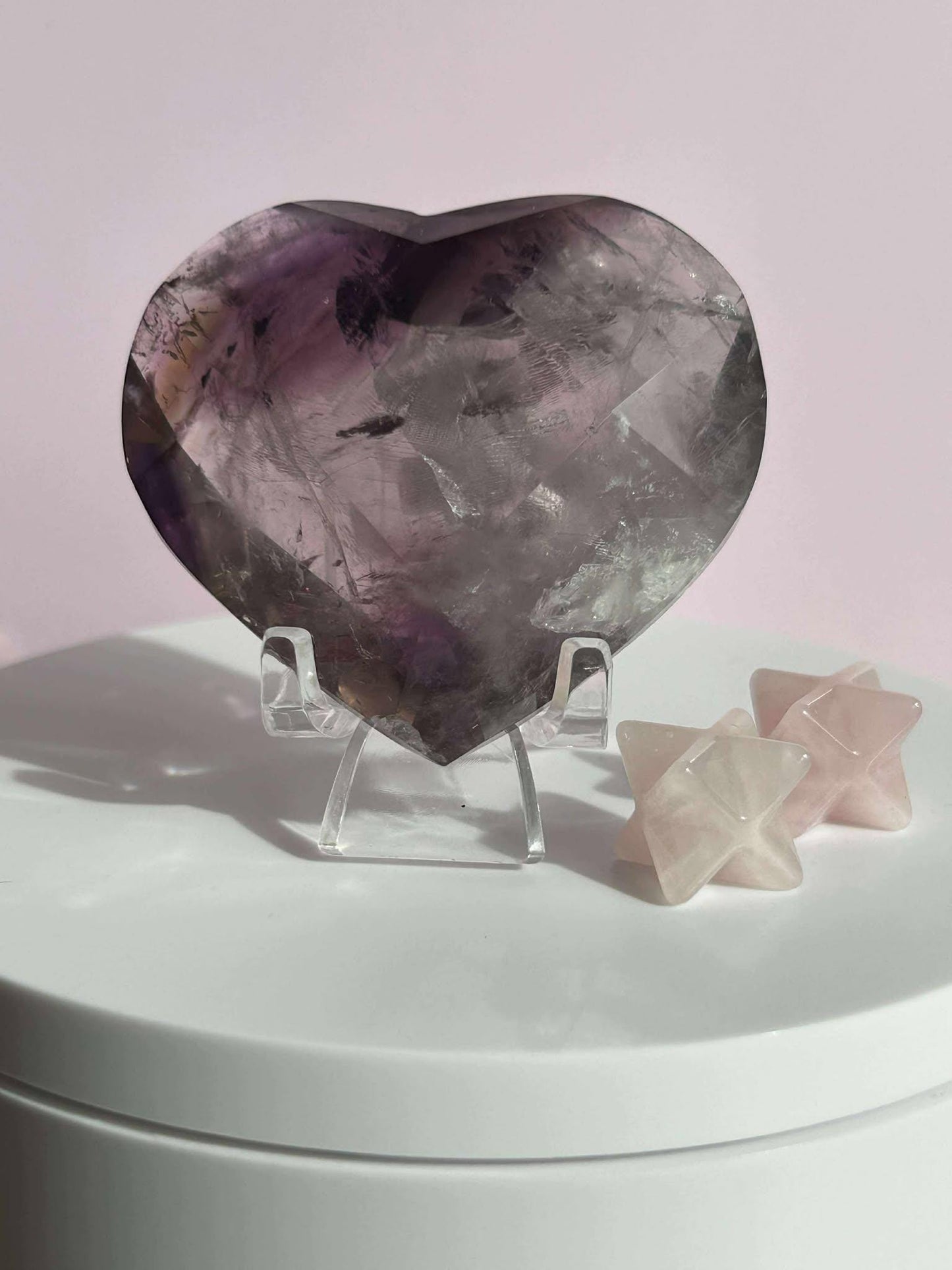 Amethyst Facet Heart Carving Anniversary Gift Mom To Be Gift Meditation Altar Room Decor Baby Shower Breakup Divorce Gift Calming Crystals