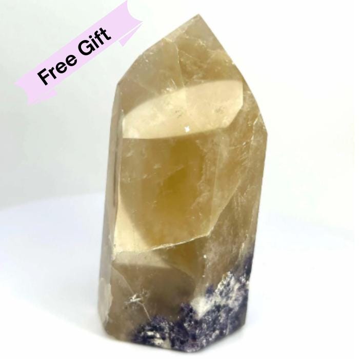 Citrine Lepidolite Crystal Point Solar Plexus Third Eye Meditation Feng Shui Libra Crystal Home Warming Student Teacher Baby Shower Gift