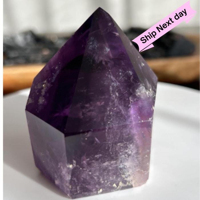 Amethyst Crystal Point Meditation Crown Chakra February Aquarius Crystal Home Warming Best Friend Baby Shower Gift Mom Wife Goddess Crystal