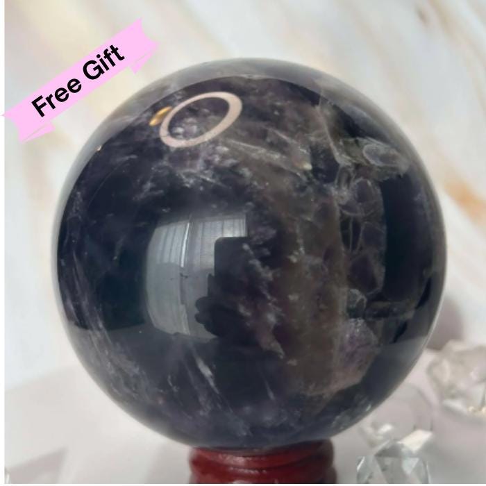 Amethyst Crystal Sphere Meditation Crown Chakra February Aquarius Crystal Home Warming Best Friend Gift Mom to be Altar decor Crystal Gift