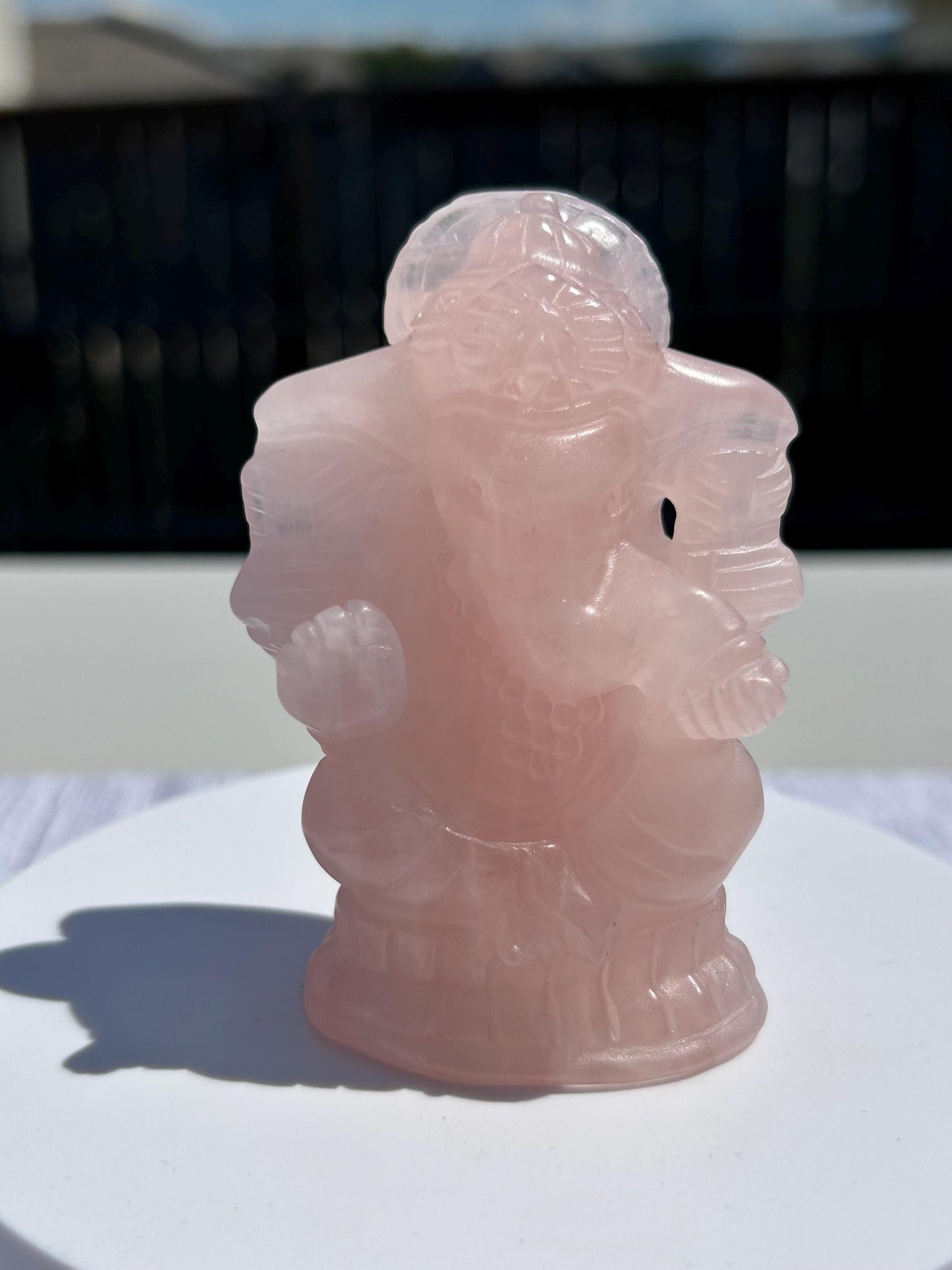 Ganesh Rose Quartz Carving Crystal Home Decor Meditation Altar Gift Mothers Day Anniversary Wedding Gift Heart Chakra May Crystal Birthstone