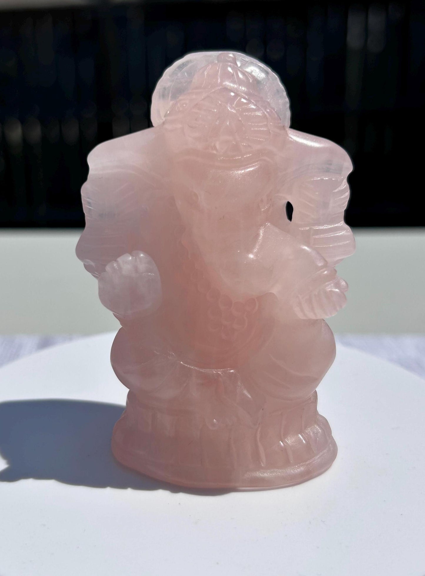 Ganesh Rose Quartz Carving Crystal Home Decor Meditation Altar Gift Mothers Day Anniversary Wedding Gift Heart Chakra May Crystal Birthstone