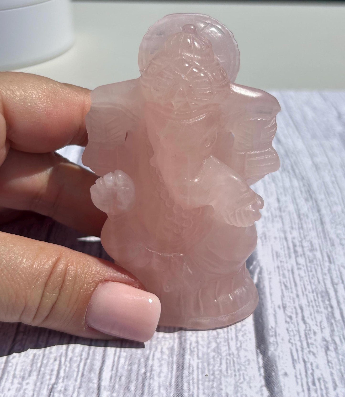Ganesh Rose Quartz Carving Crystal Home Decor Meditation Altar Gift Mothers Day Anniversary Wedding Gift Heart Chakra May Crystal Birthstone