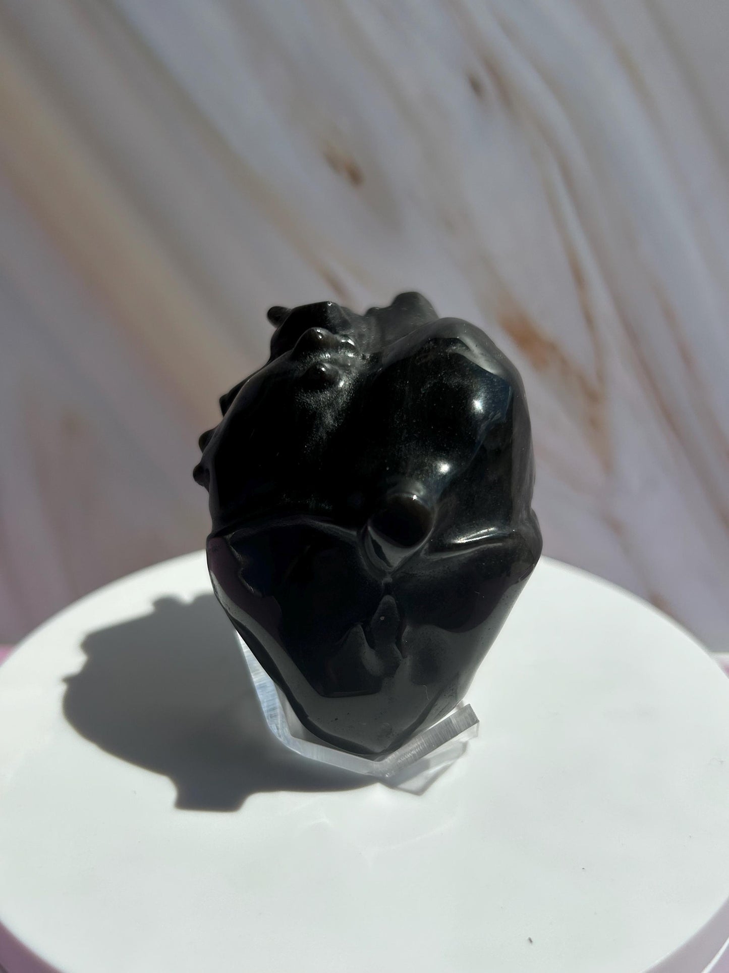 Black Silver Obsidian Heart Carved Stone Decorative Crystal Mothers Day Anniversary Valentines Gift for Best Friend Empath Bedroom Decor