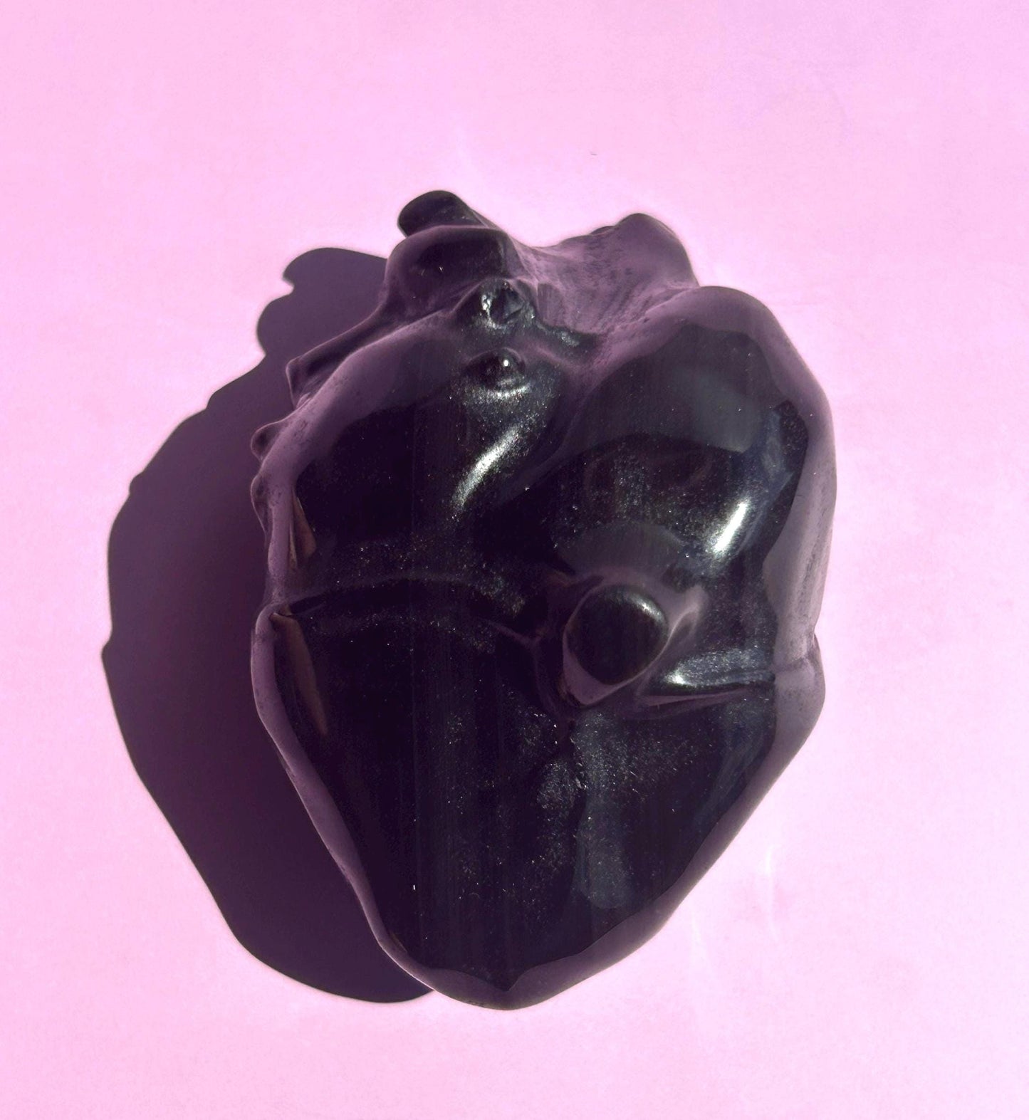 Black Silver Obsidian Heart Carved Stone Decorative Crystal Mothers Day Anniversary Valentines Gift for Best Friend Empath Bedroom Decor
