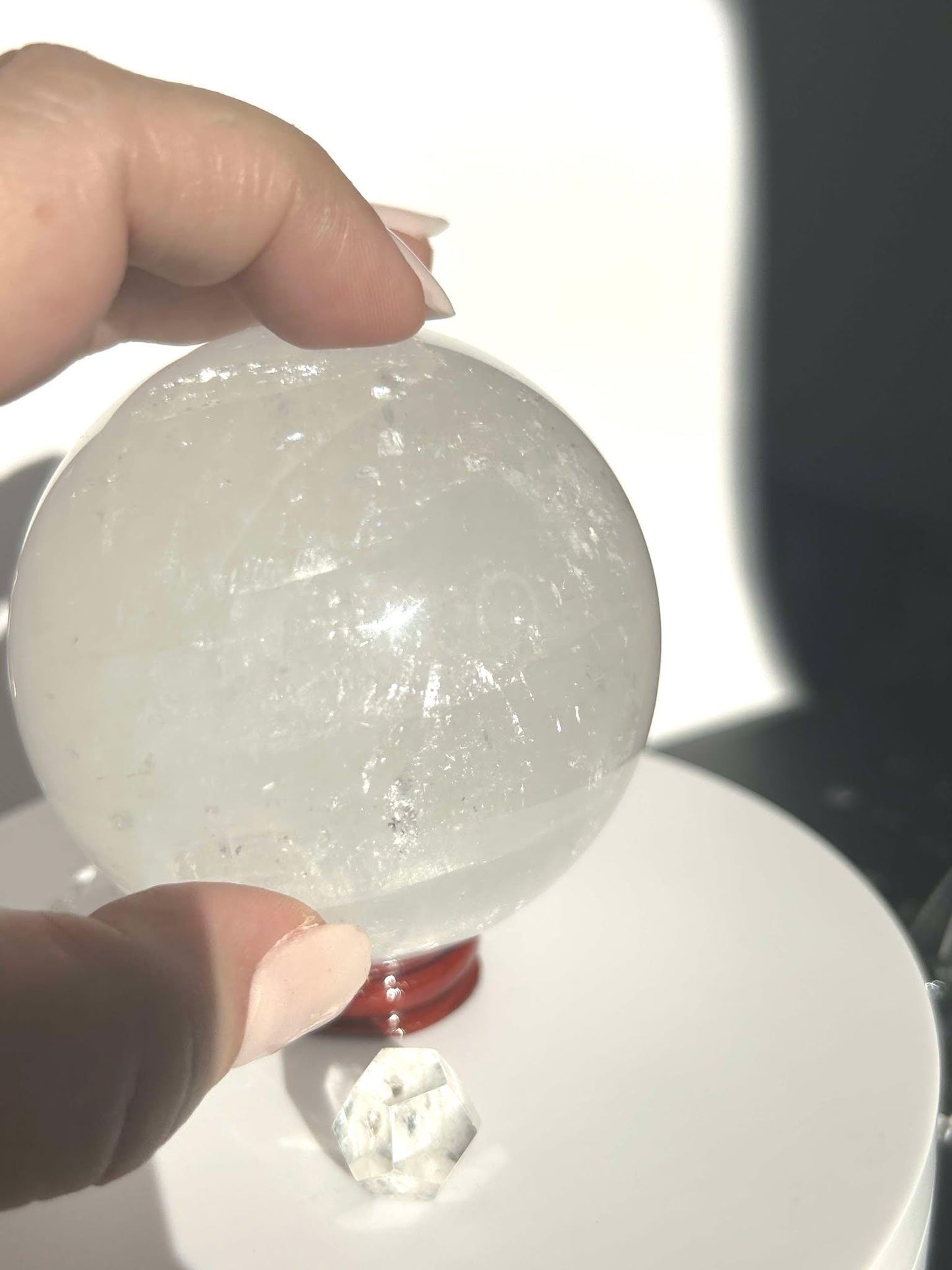 Clear Quartz Crystal Sphere Meditation Crown Chakra Home Decor Feng Shui Healers Gift Yogis Teachers Students Love Nature Crystal 1.5 Lb